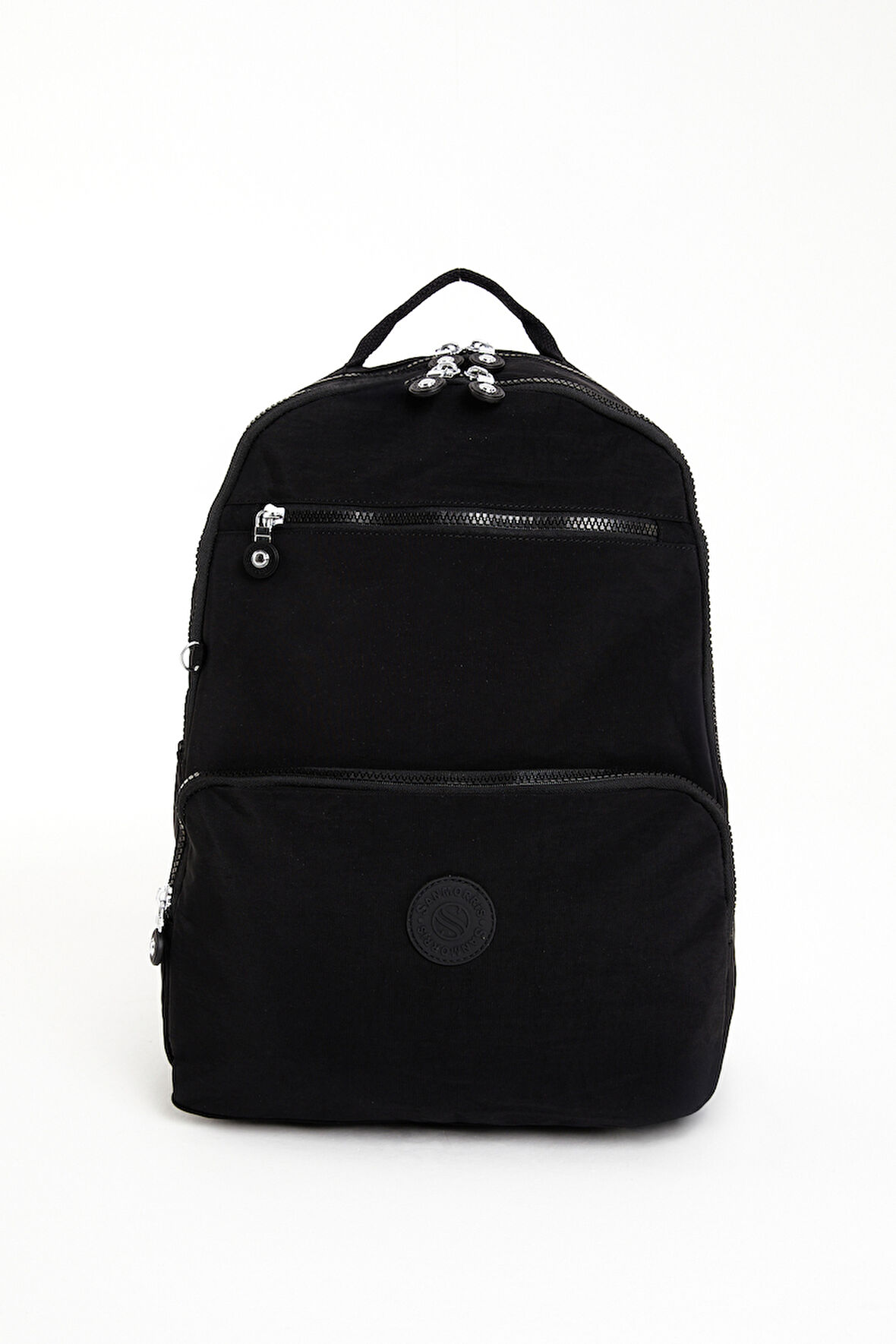 Unisex Suya Dayanıklı Orta Boy Krinkıl Kumaş Çok Gözlü Siyah Laptop Okul Ve Seyahat Sırt Çantası