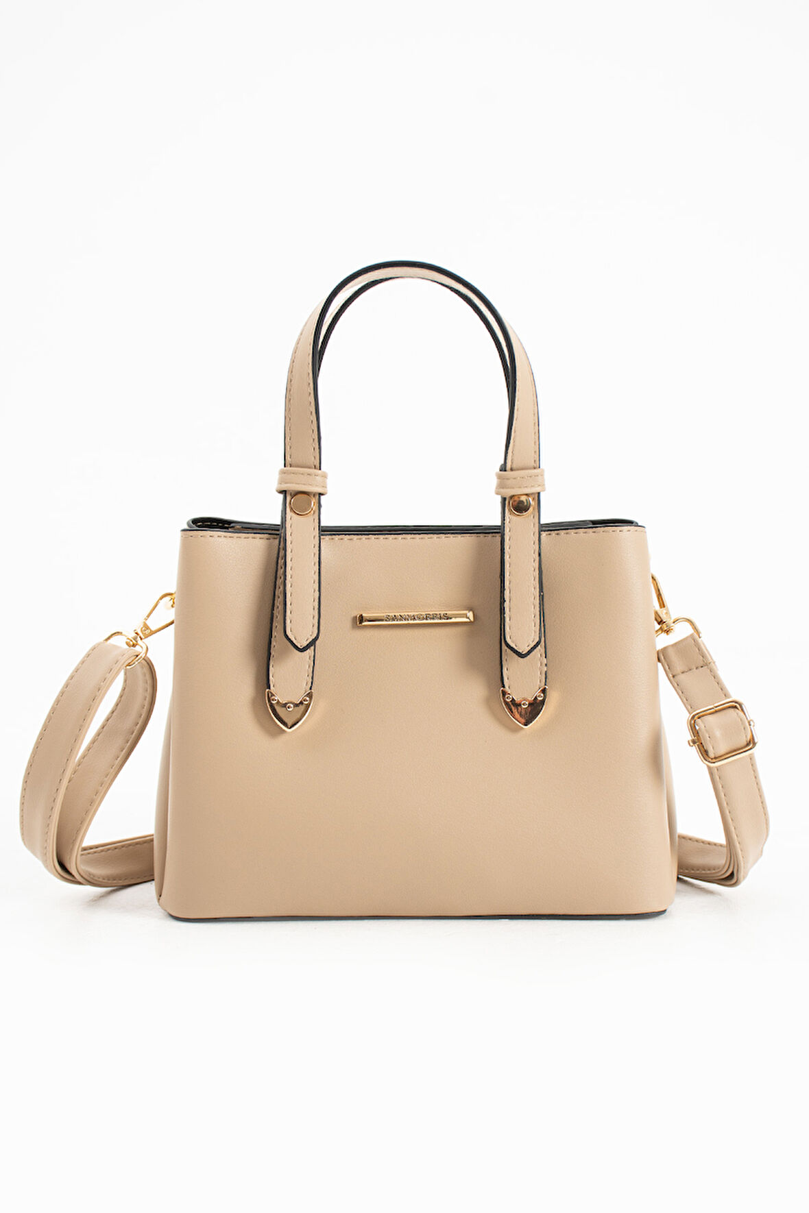 Sanmorris Kadın 4 Bölmeli Gold Aksesuarlı Sade Şık Omuz Ve El Çantası