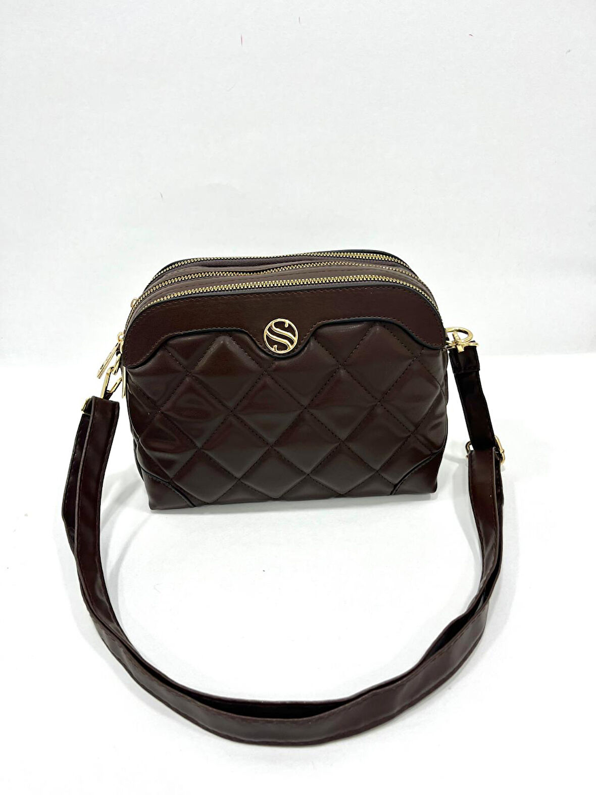 Kadın Ayarlanabilir Çapraz Askılı 4 Bölmeli Acı Kahve Omuz ve Çapraz Çanta  S-1267