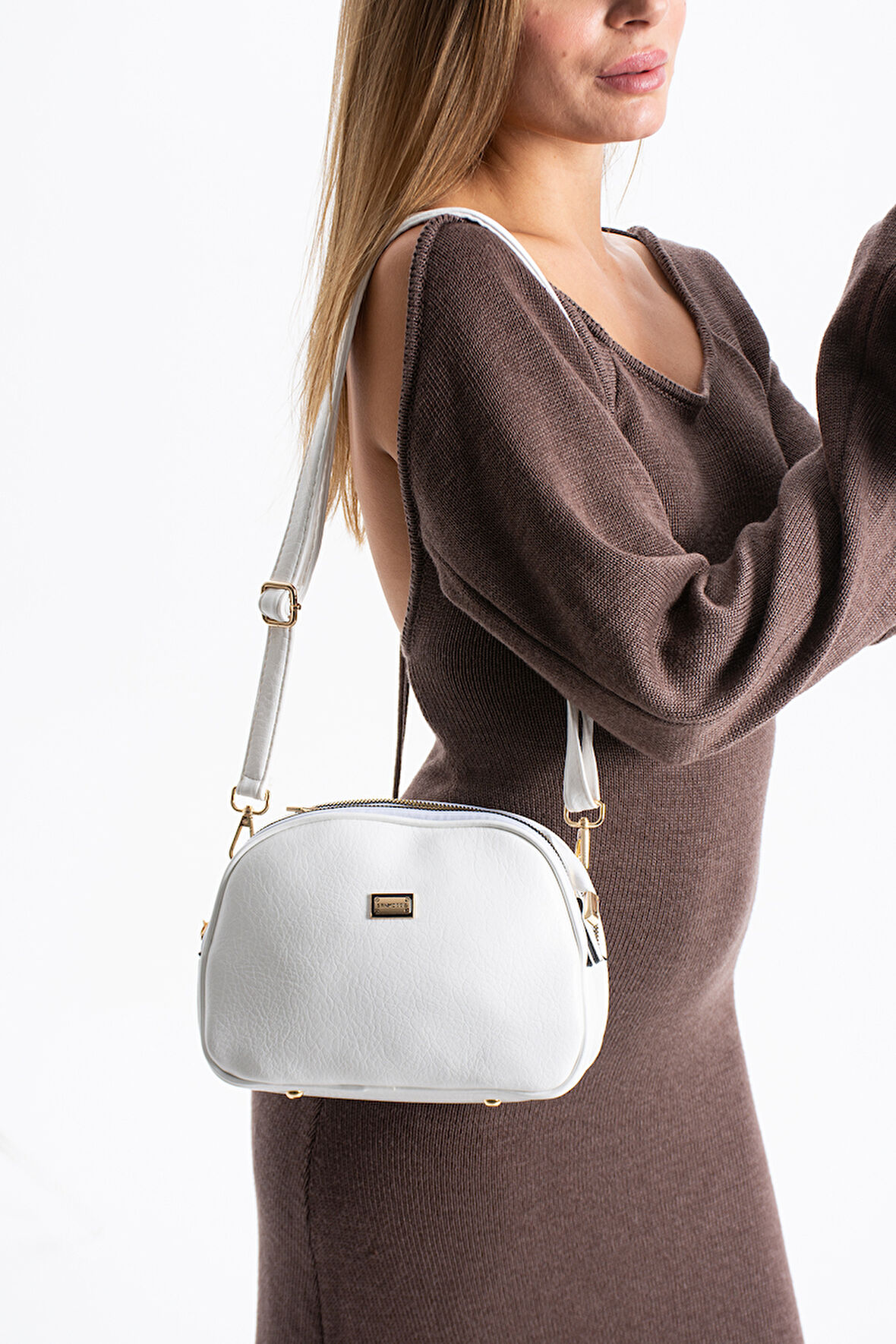 Kadın Suni Deri 4 Bölmeli Ayarlanabilir Çapraz Askılı Çapraz Ve Omuz Çanta