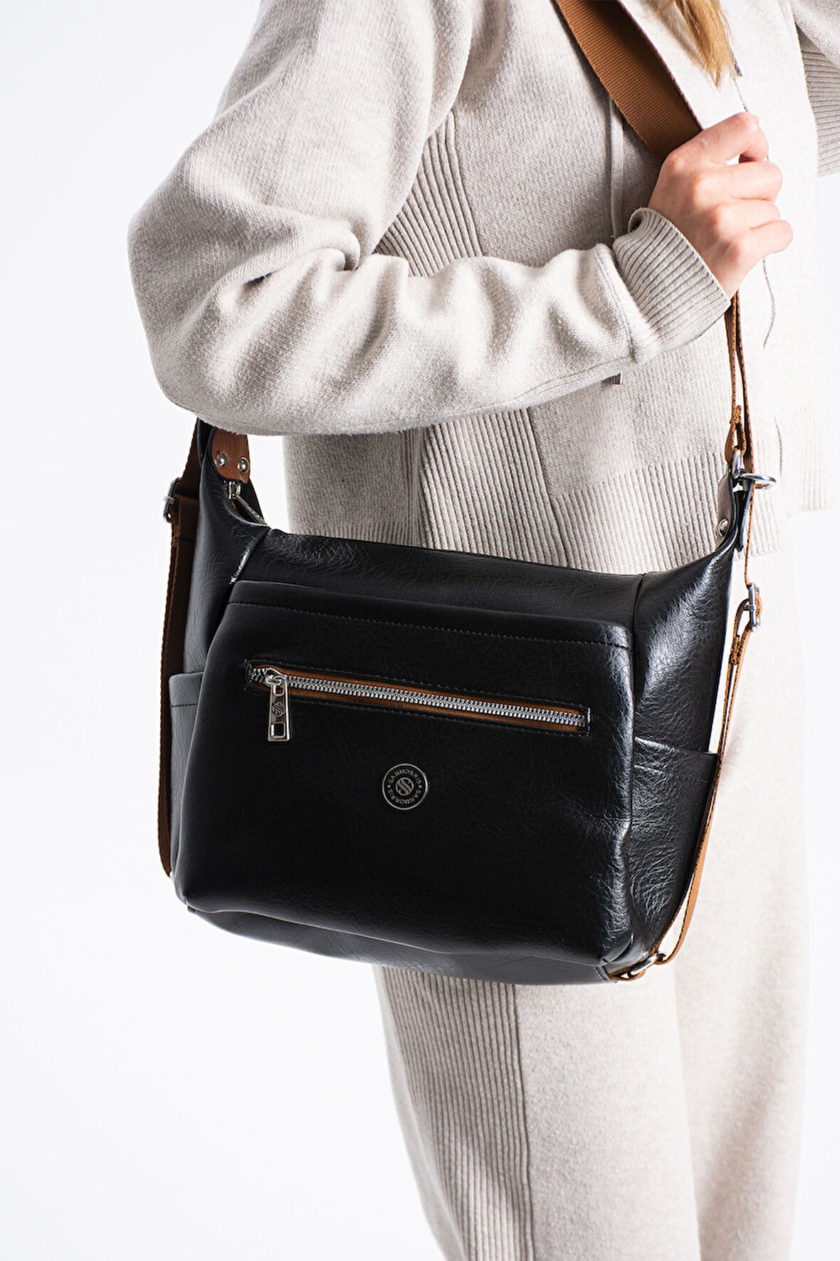 Kadın 4 Bölmeli Suni Yumuşak Deri Omuz Ve Sırt Çantası