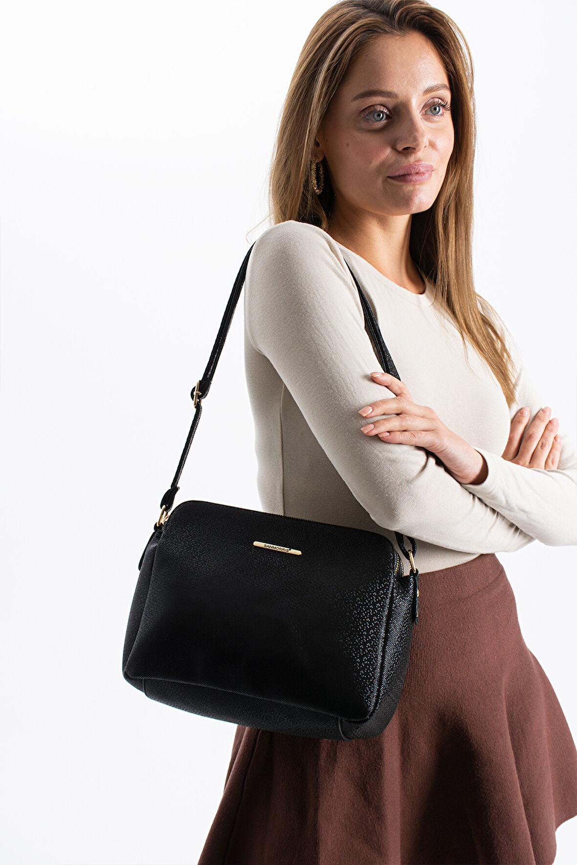 Sanmorris 3 Bölmeli Ayarlanabilir Askılı Çapraz Çanta