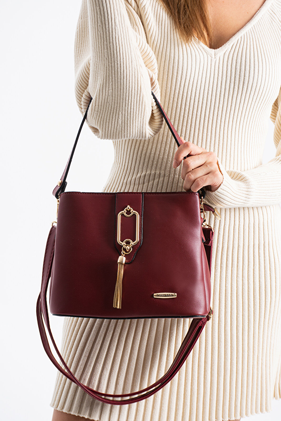 Gold Detaylı 3 Bölmeli Omuz Ve Çapraz Çanta