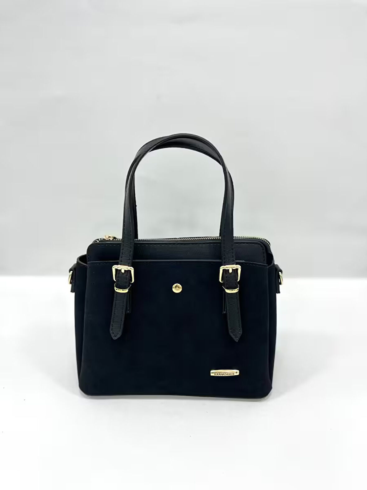 Kadın Uzun Askılı 4 Bölmeli Gold Aksesuarlı Süet Deri Omuz Ve El Çantası