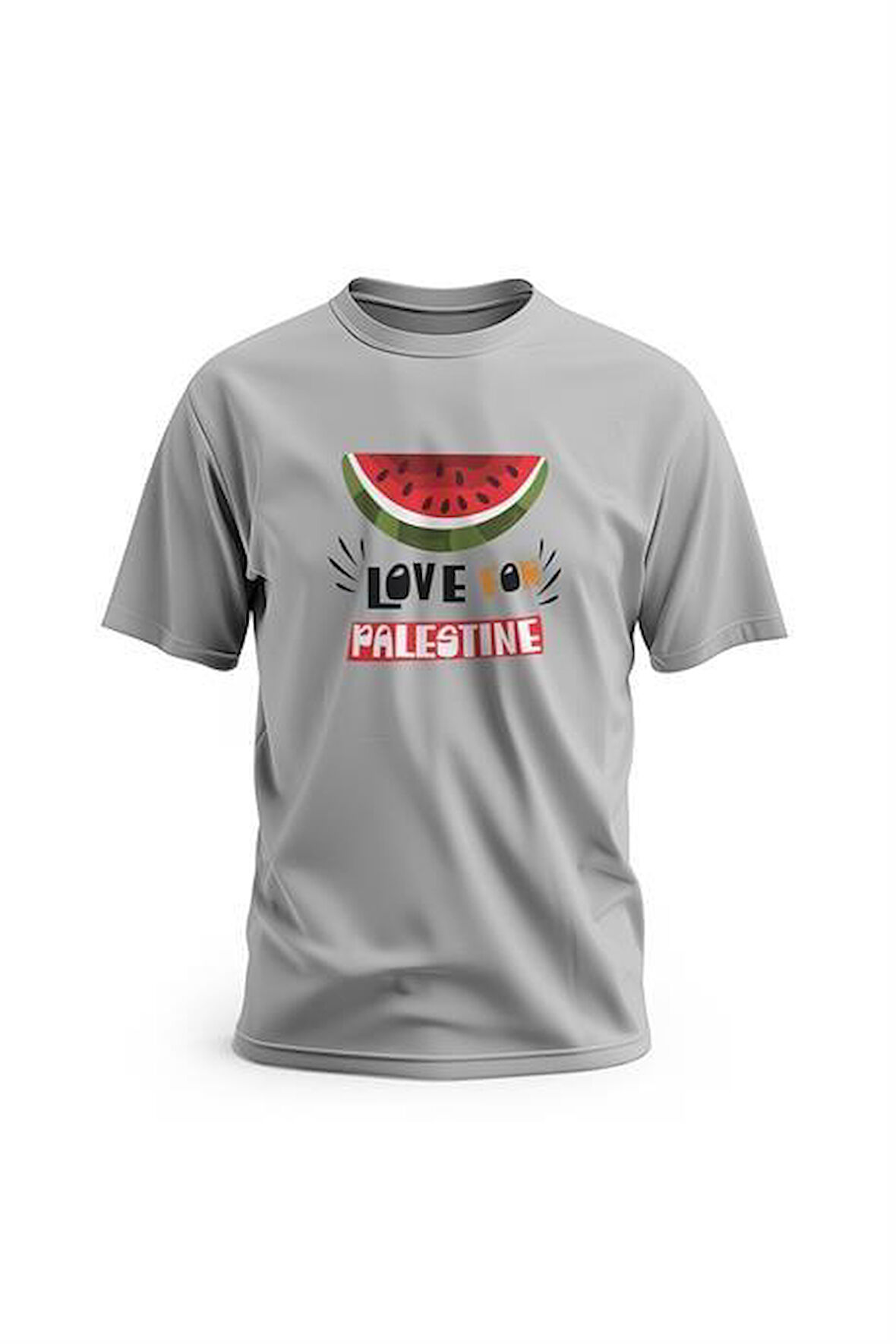 Kısa Kollu Filistin LOVE FOR PALSTINE İle Karpuz Dijital Baskılı Unisex S - 2XL T300021