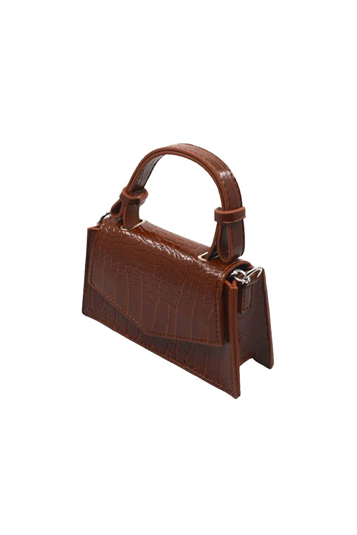 Suni Deri Çıtçıtlı Ayarlanabilir Askılı Kadın El, Kol Ve Omuz Çantası 10*19 Cm B100001