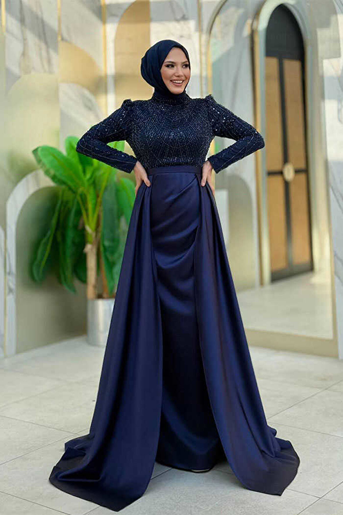 Bym Fashion 7024 Abiye Lacivert