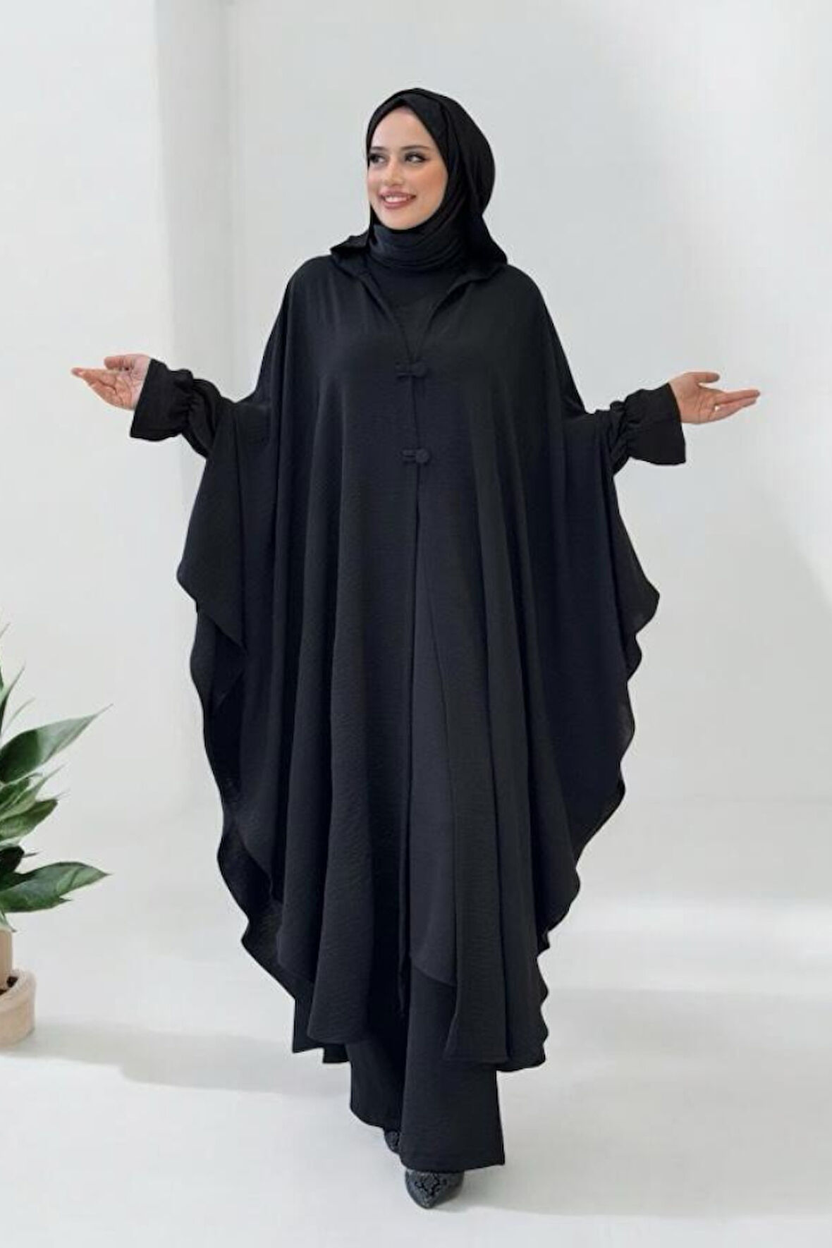 Tunik, Pantolon ve Abaya Üçlü Takım 8663 Siyah