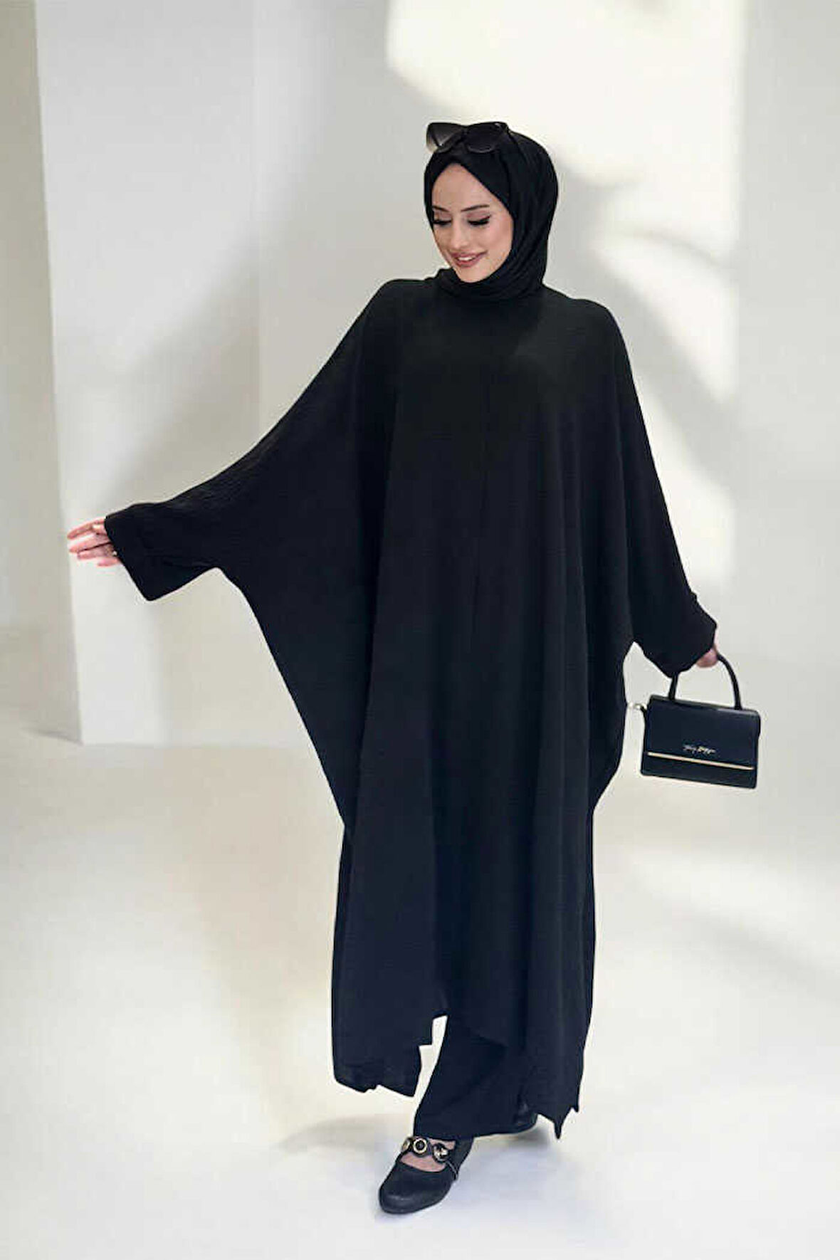 Kol Düğme Detaylı Tunik Pantolon İkili Takım 8688 Siyah