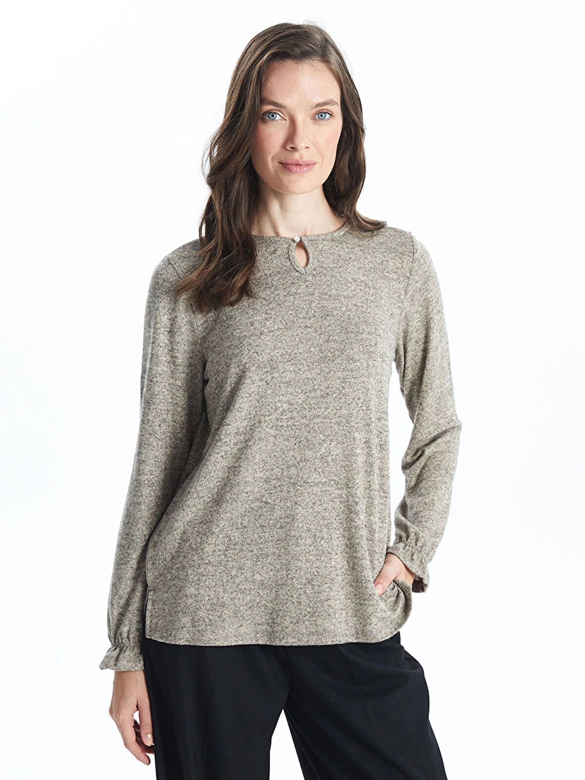 LCW Grace BEJ Bisiklet Yaka Kadın Bluz