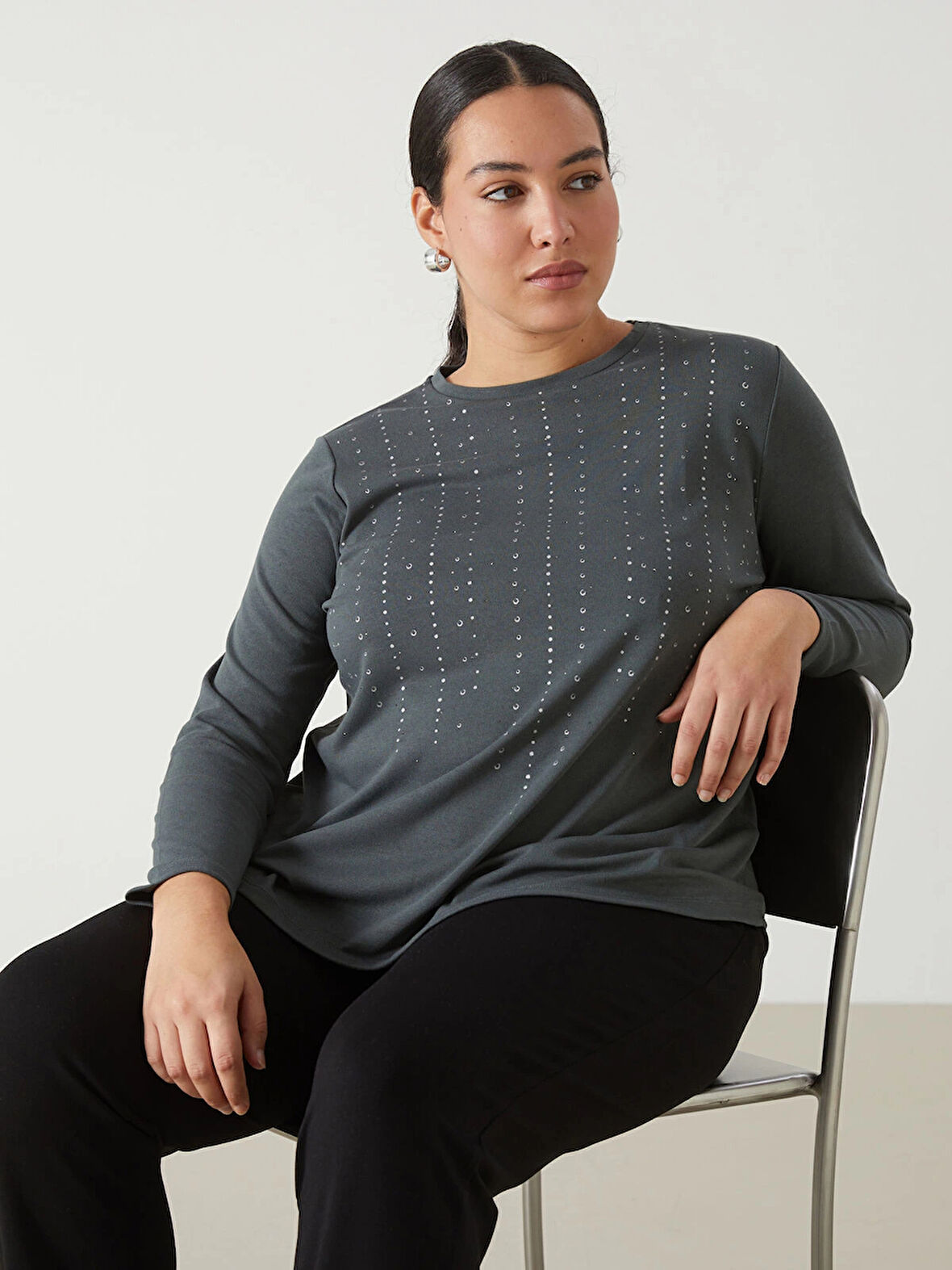 LCW Grace YEŞİL Bisiklet Yaka Desenli Kadın Bluz