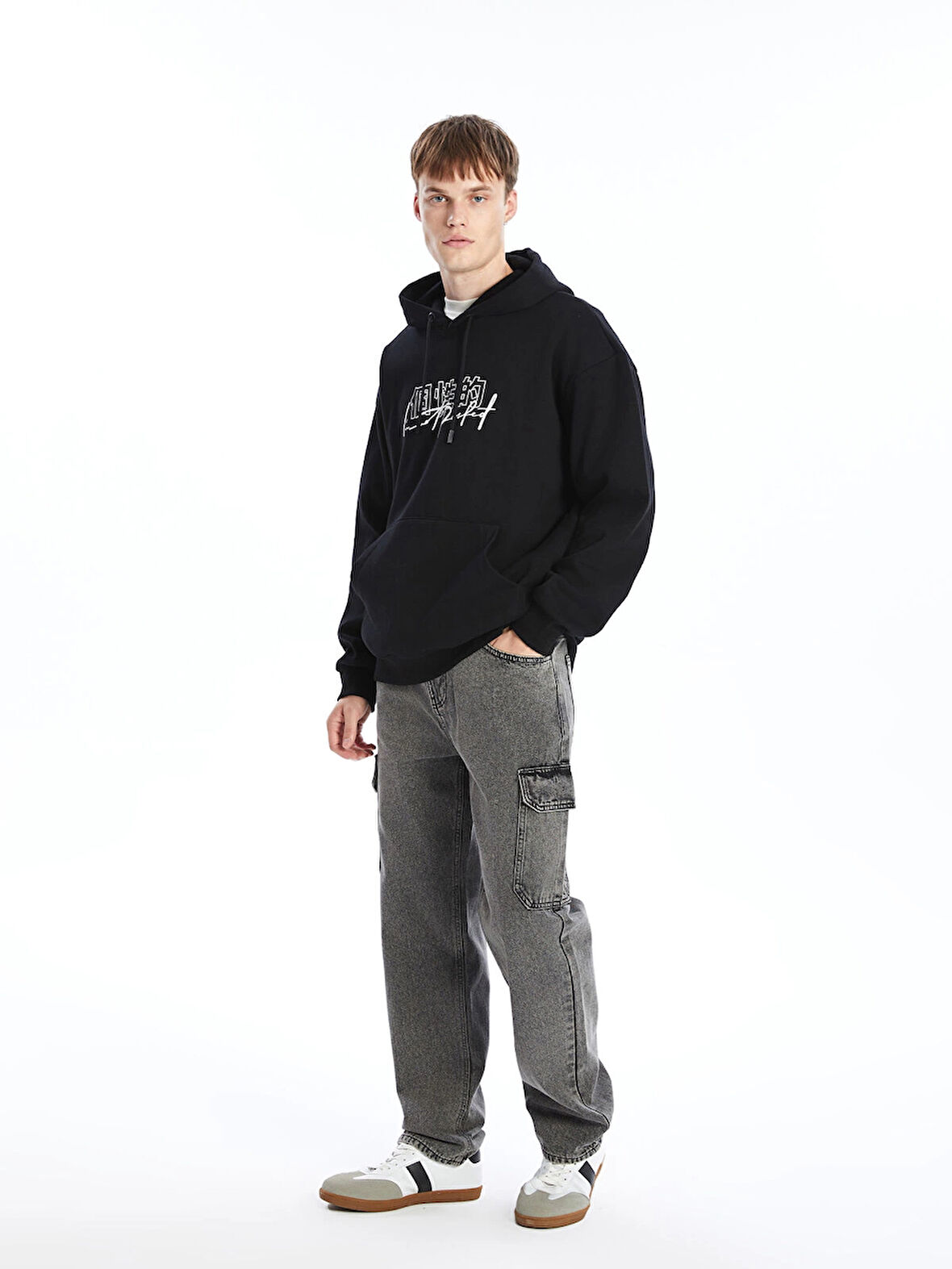 XSIDE ANTRASİT Baggy Fit Erkek Kargo Jean Pantolon