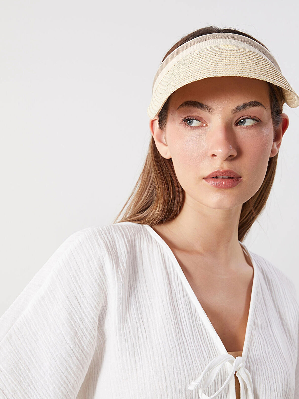 LCW ACCESSORIES Bej Kadın Hasır Vizör Şapka