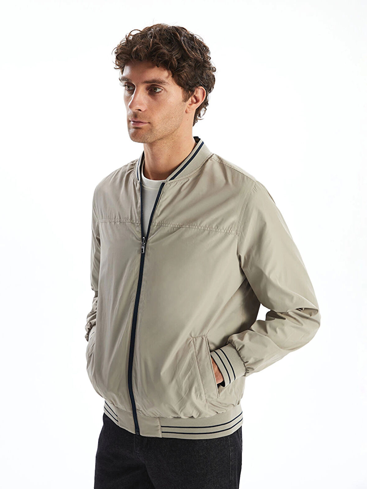 LCWAIKIKI Classic Indigo Çift Taraflı Fermuarlı Erkek Bomber Mont