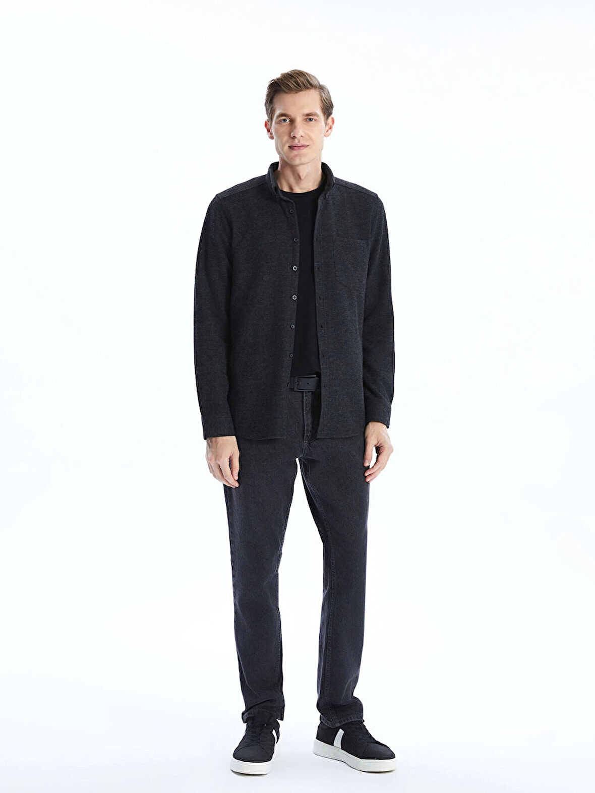 LCWAIKIKI Classic Siyah Regular Fit Uzun Kollu Gabardin Erkek Gömlek