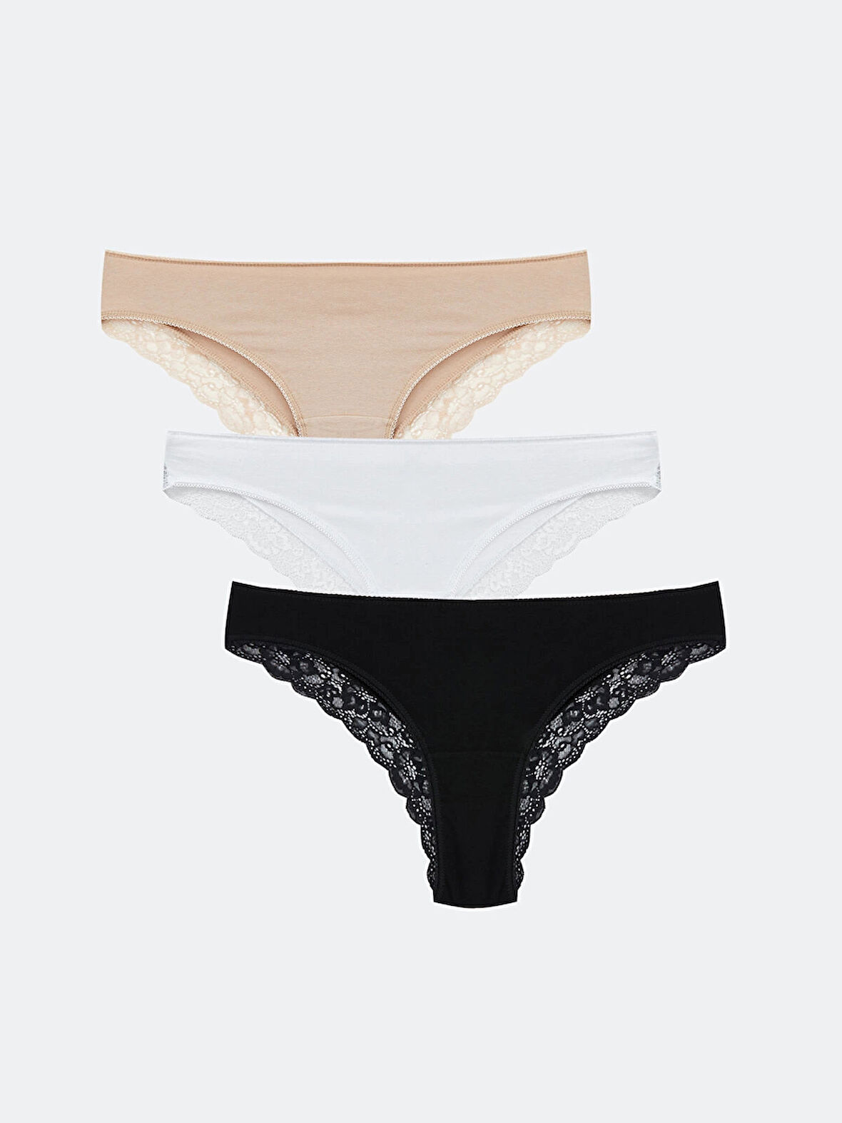 LCW DREAM Siyah Dantel Detaylı Brazilian Külot 3'lü Paket
