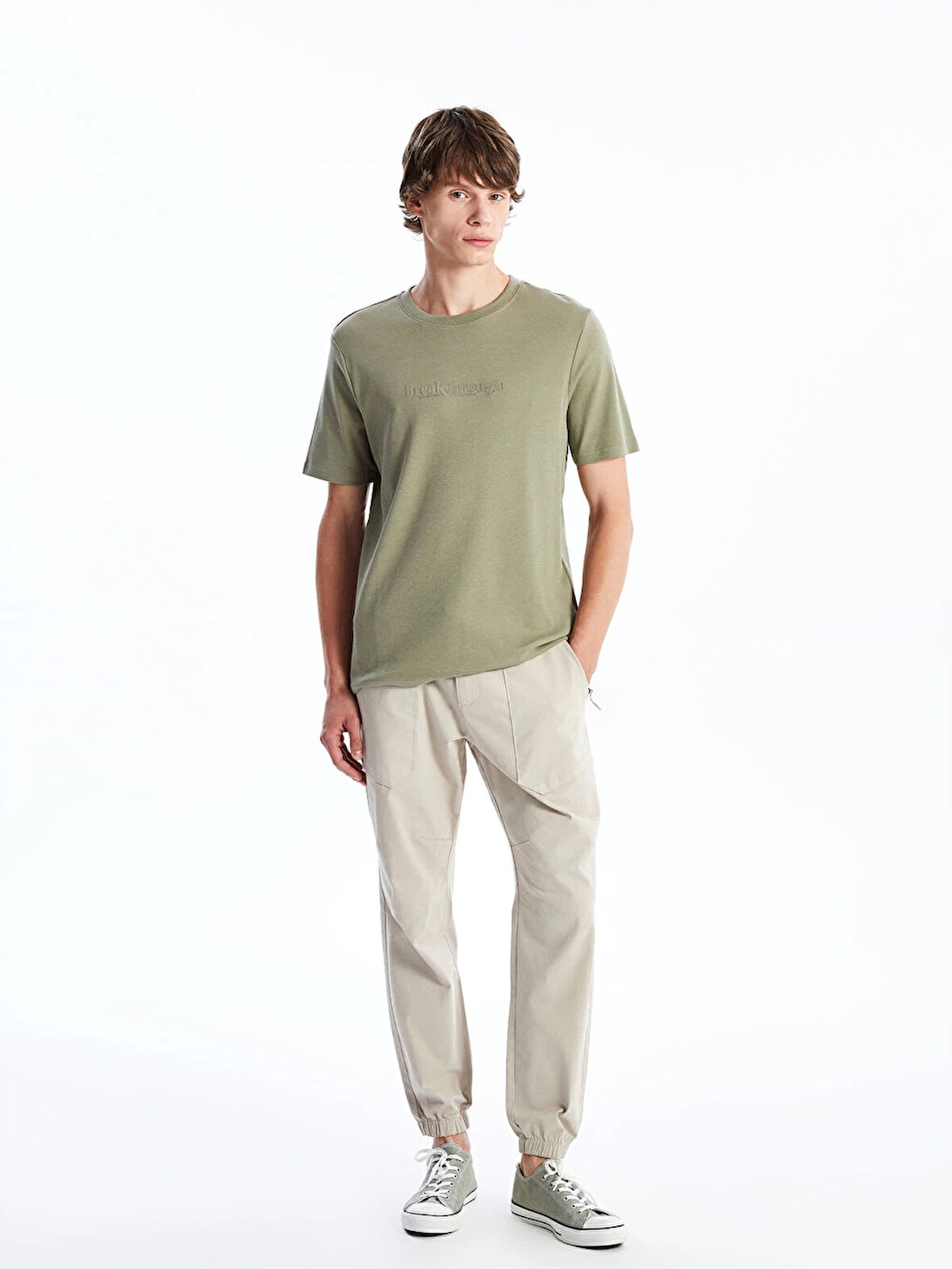 XSIDE Bej Standart Kalıp Gabardin Erkek Jogger Pantolon