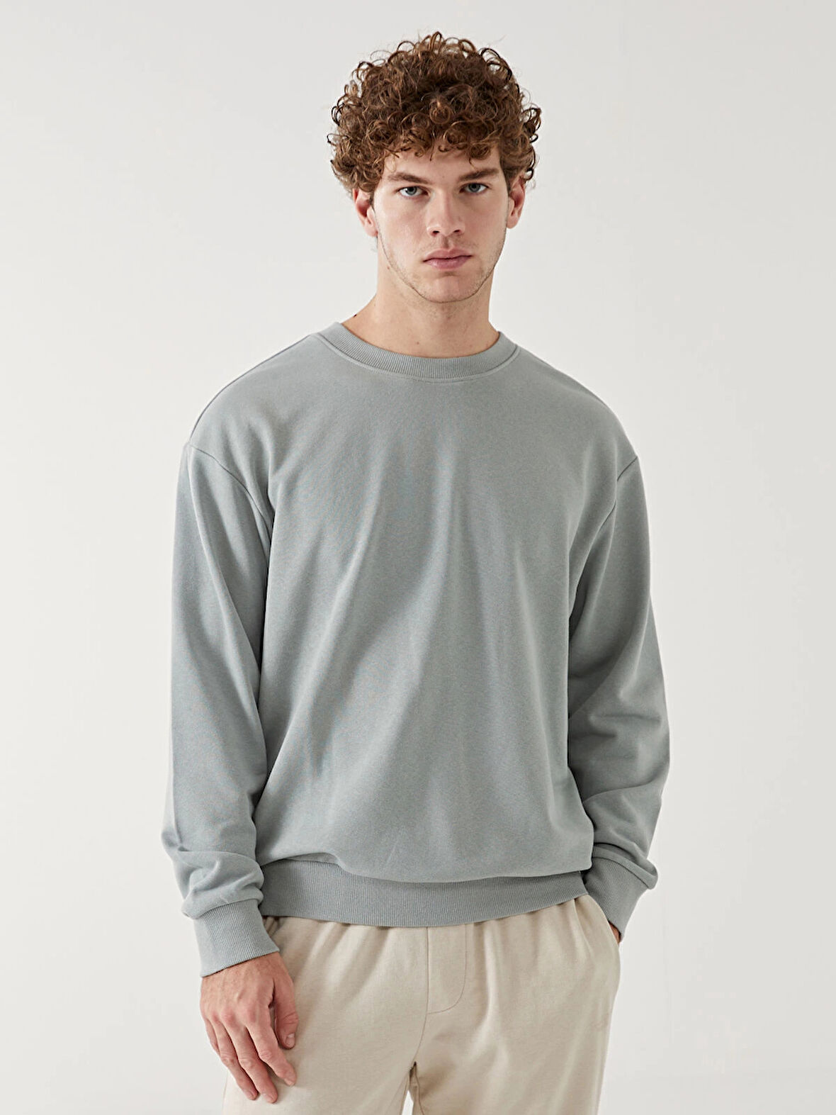 XSIDE Yeşil Bisiklet Yaka Uzun Kollu Erkek Sweatshirt