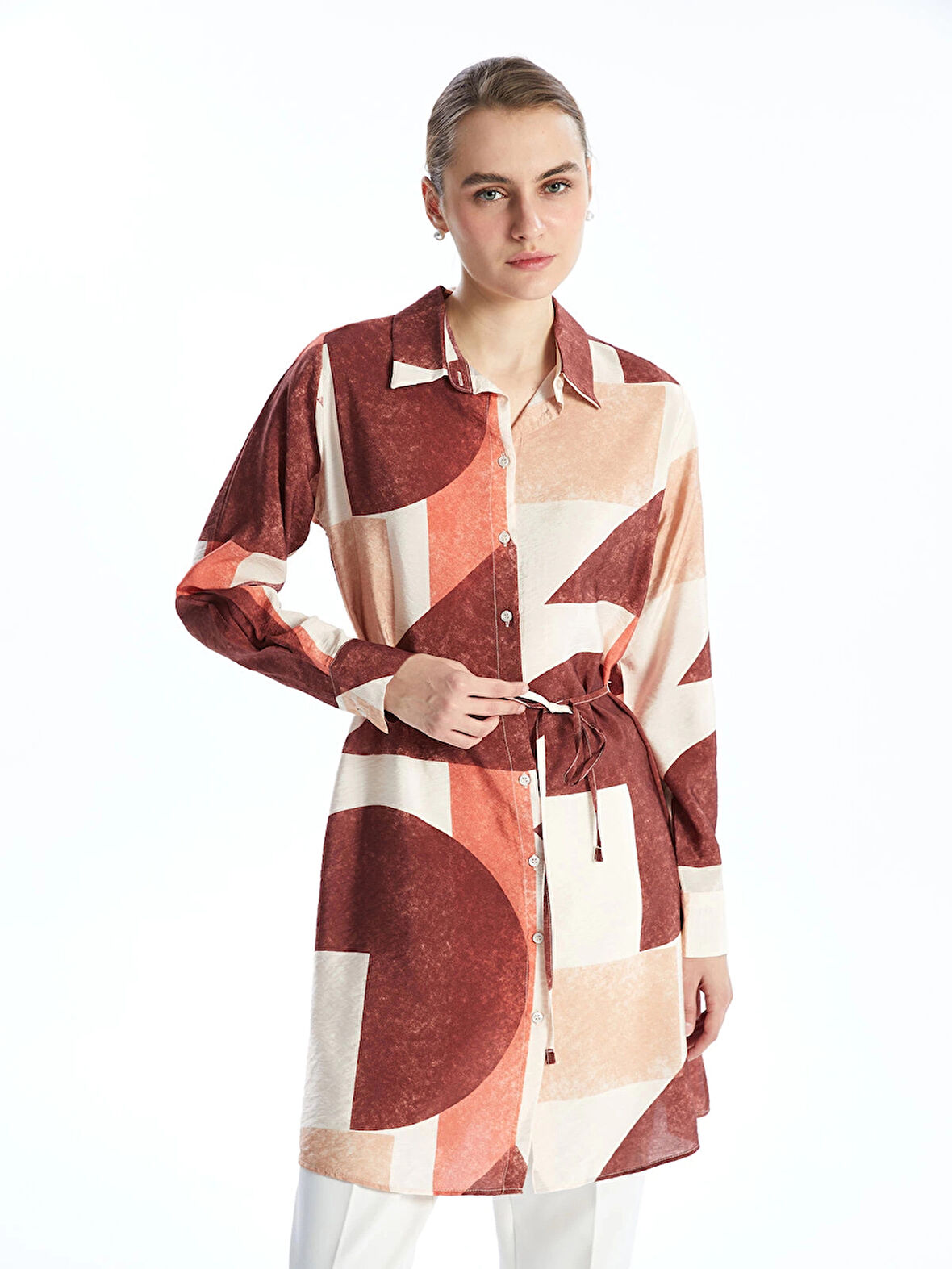 LCWAIKIKI Classic TURUNCU Desenli Kadın Gömlek Tunik