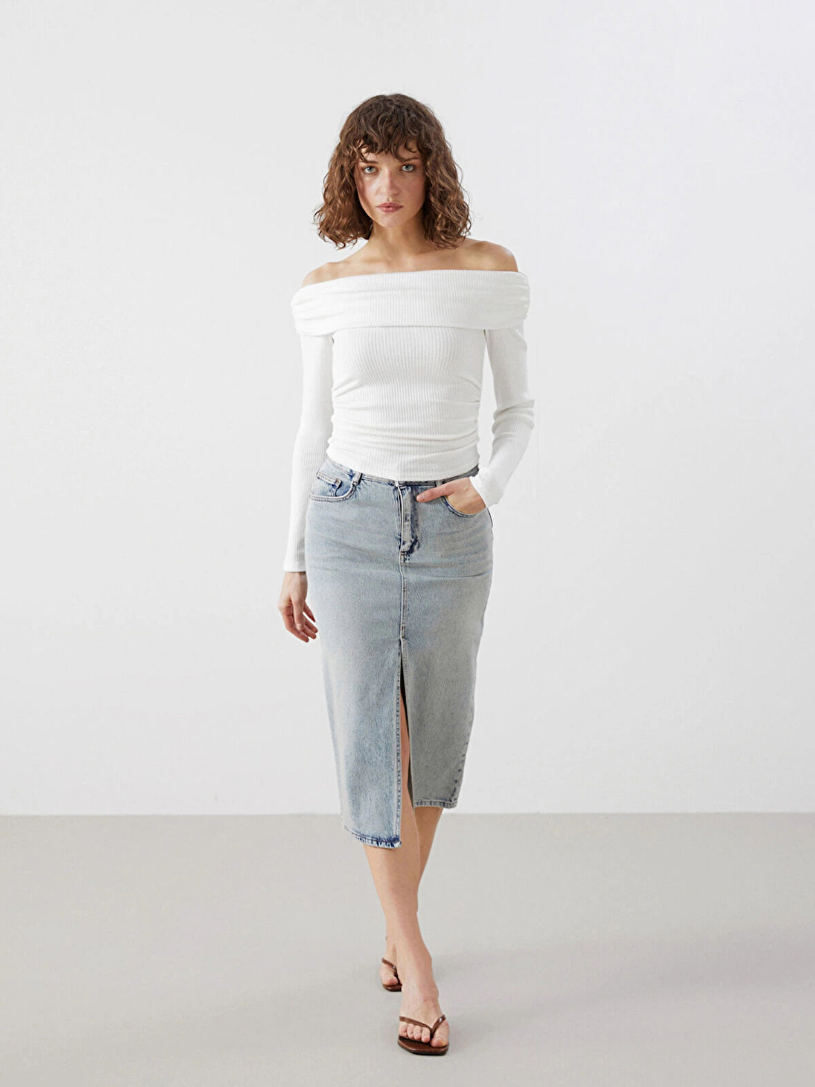 LCW Vision İNDİGO Dar Fit Kadın Jean Etek