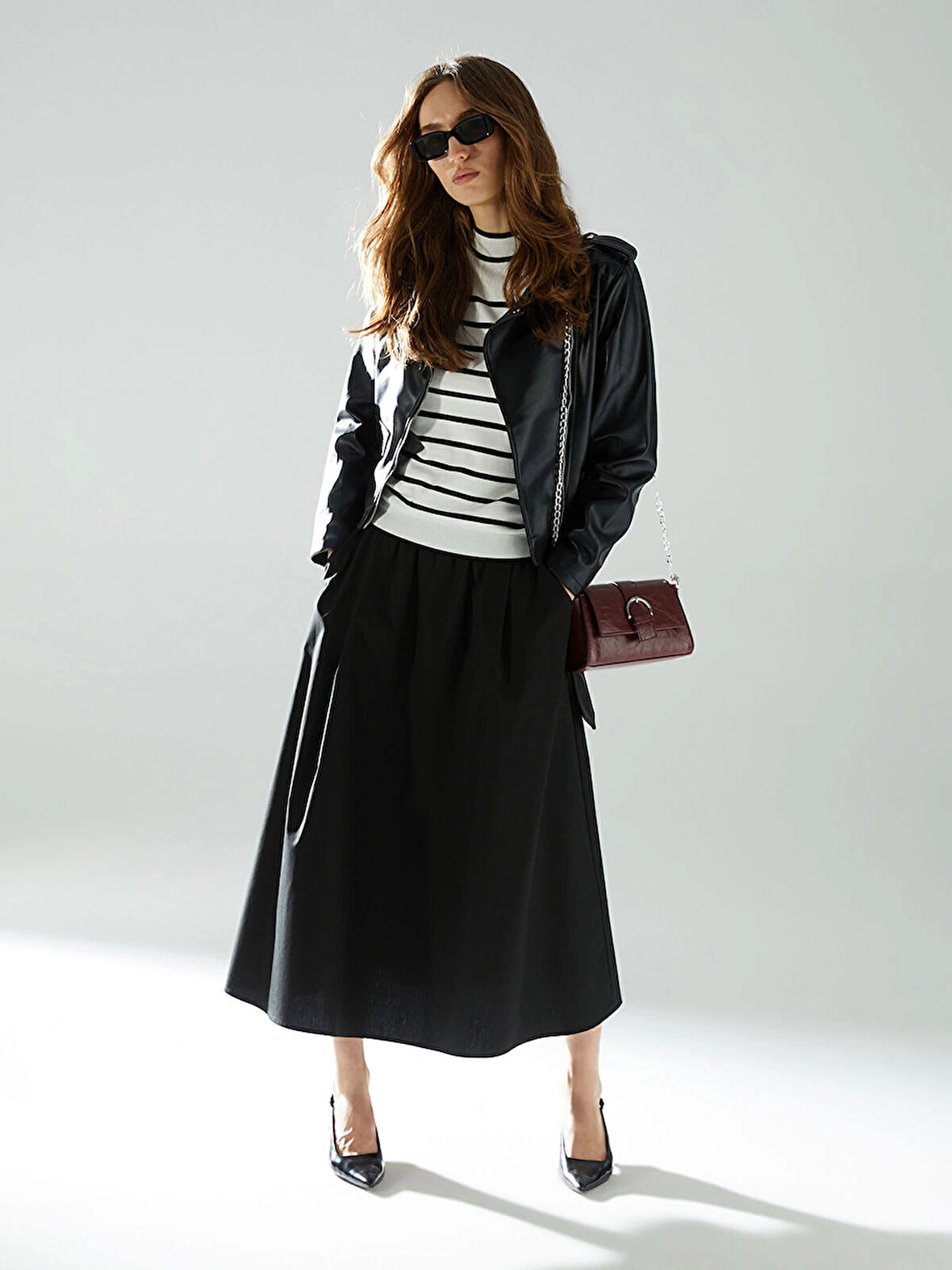 XSIDE SİYAH Beli Lastikli Kadın Etek