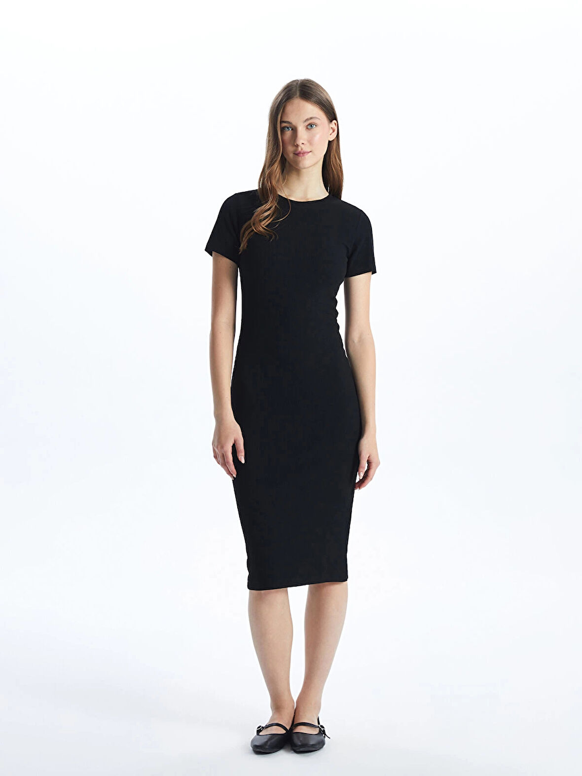 XSIDE SİYAH Bisiklet Yaka Kadın Bodycon Elbise