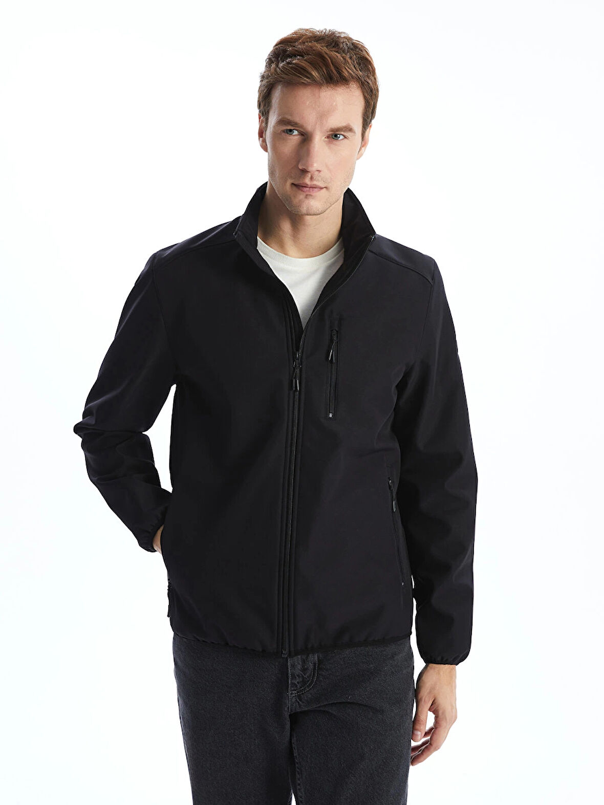 LCWAIKIKI Classic Siyah Standart Kalıp Dik Yaka Erkek Mont