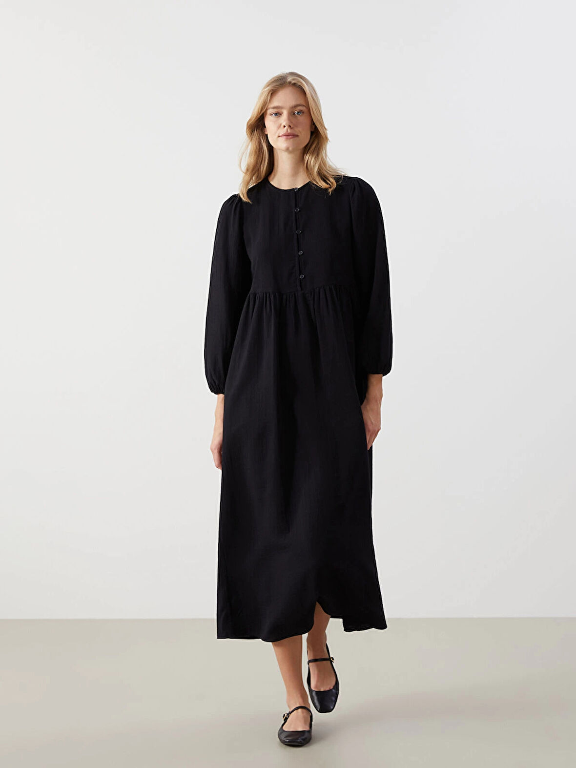 LCW Modest SİYAH Bisiklet Yaka Kadın Elbise