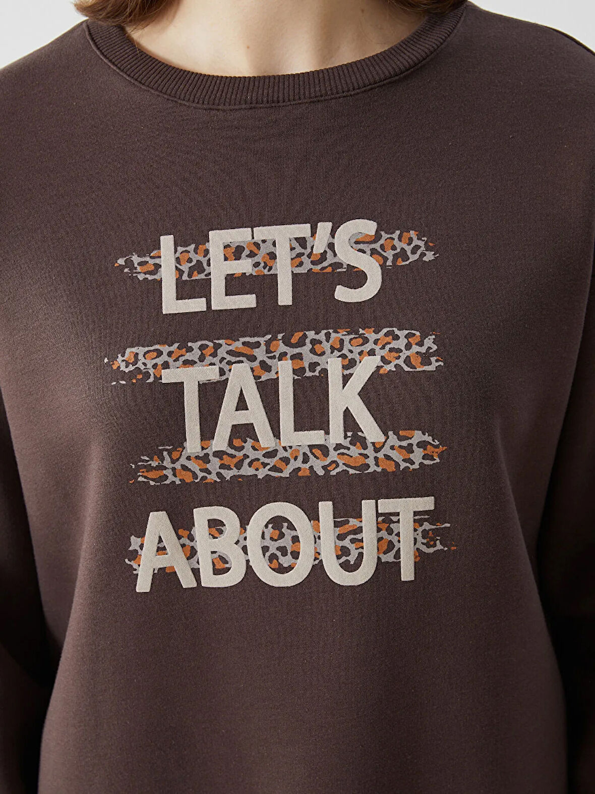 Bisiklet Yaka Baskılı Kadın Kalın Sweatshirt_W4J641Z8-YLR_8684682192752_L