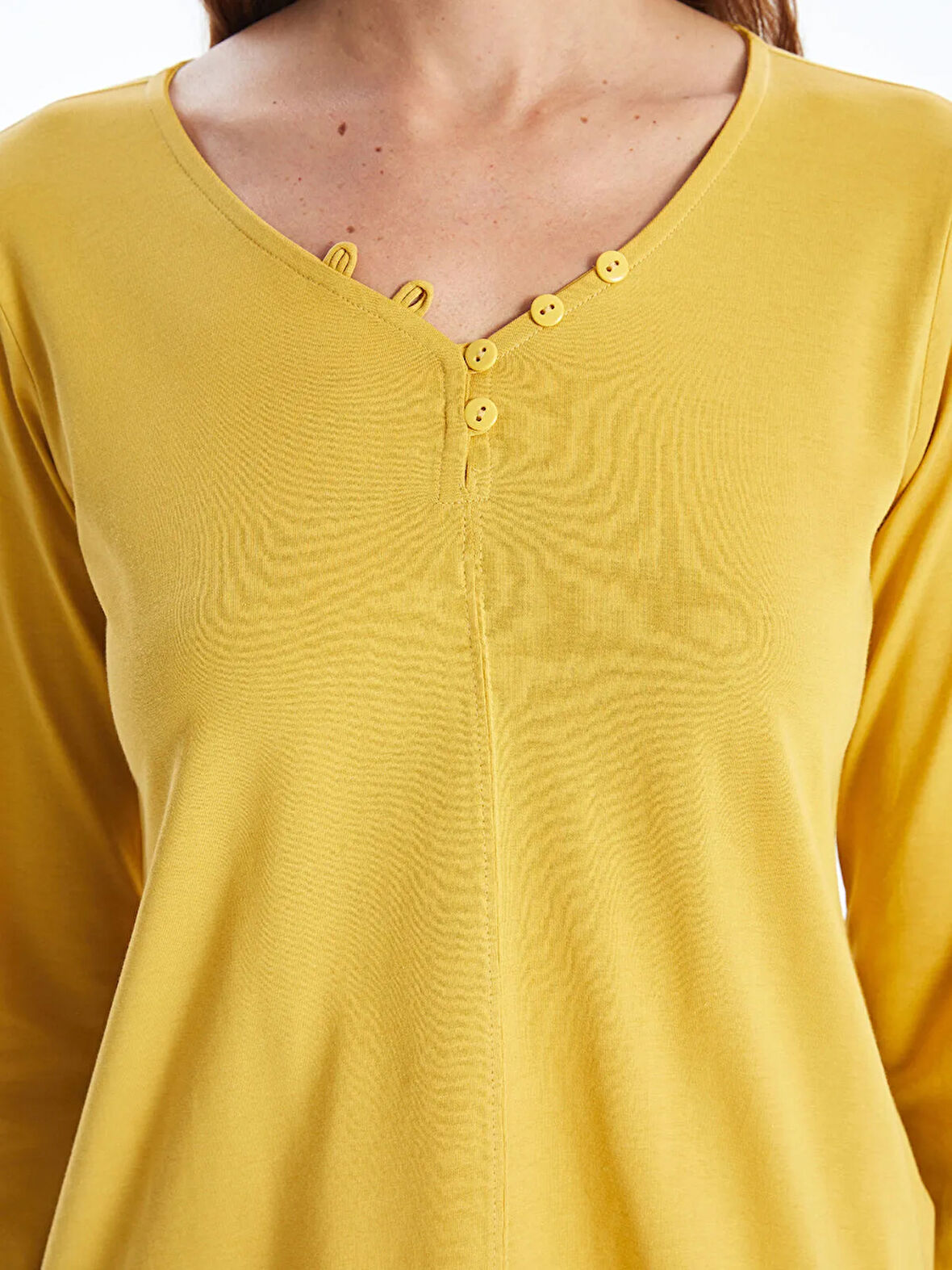 V Yaka Desenli Kadın Pijama Takımı_W4LL84Z8-LRA_8684682695604_S