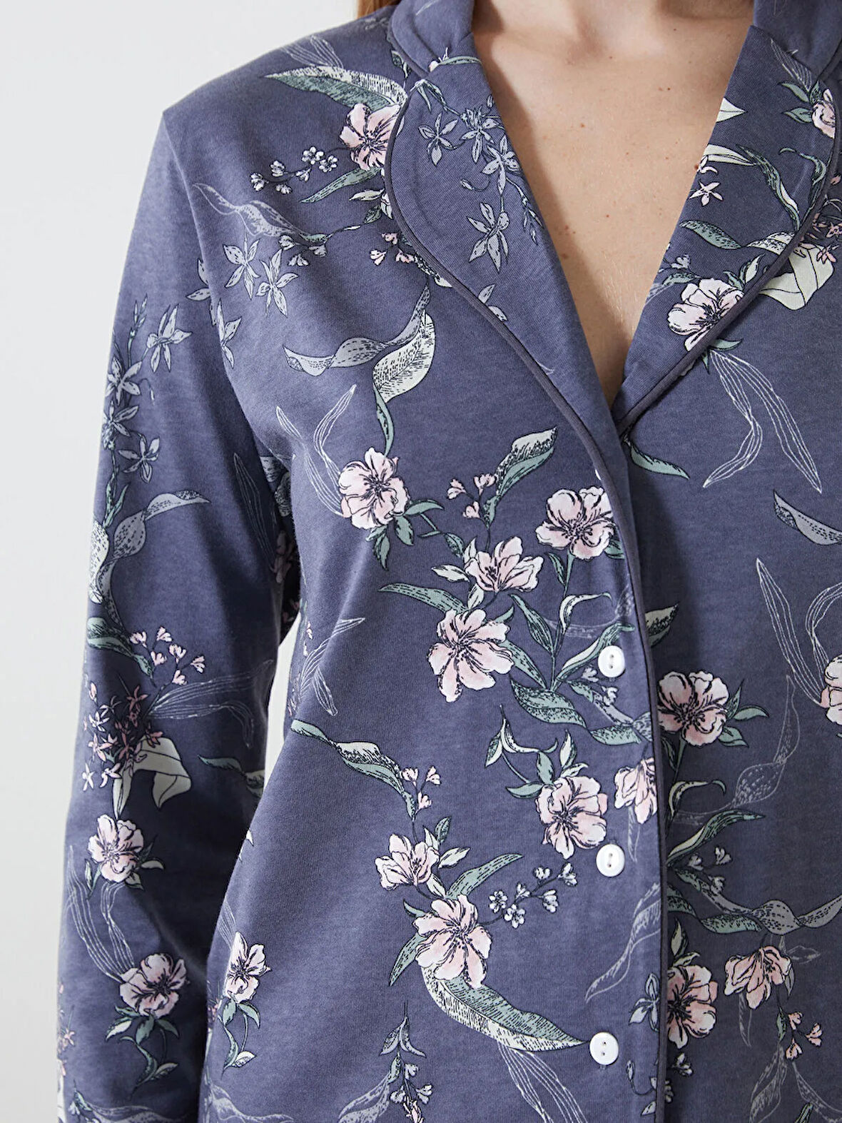 Gömlek Yaka Çiçekli Kadın Pijama Takım_W4GB84Z8-LQ9_8684682925480_M