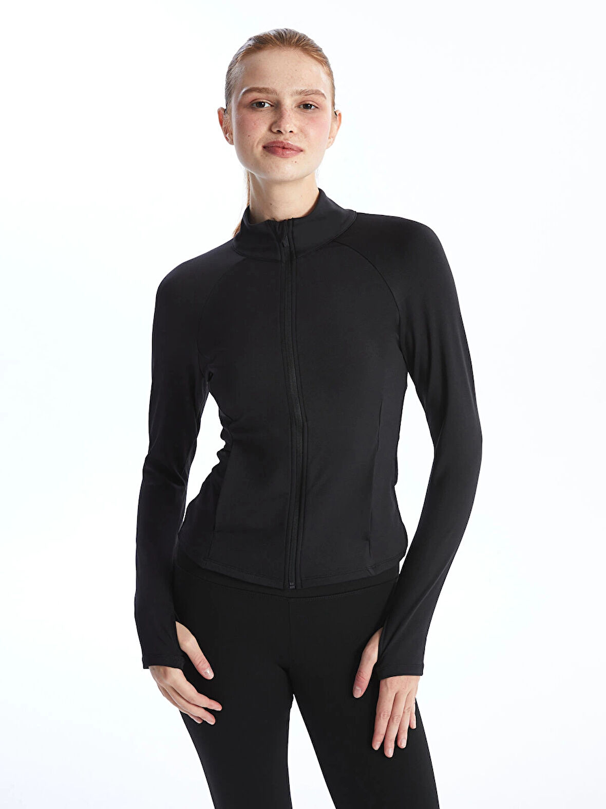 XSIDE ACTIVE SİYAH Kadın Dik Yaka Düz Fermuarlı Sweatshirt