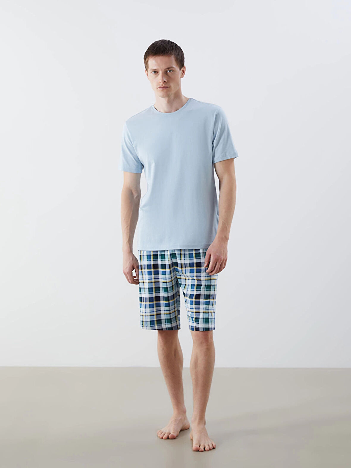 LC WAIKIKI Mavi Standart Kalıp Erkek Şortlu Pijama Takımı