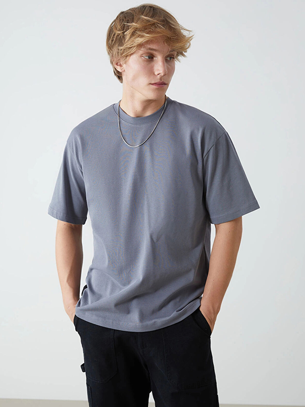 XSIDE Indigo Bisiklet Yaka Penye Erkek Tişört