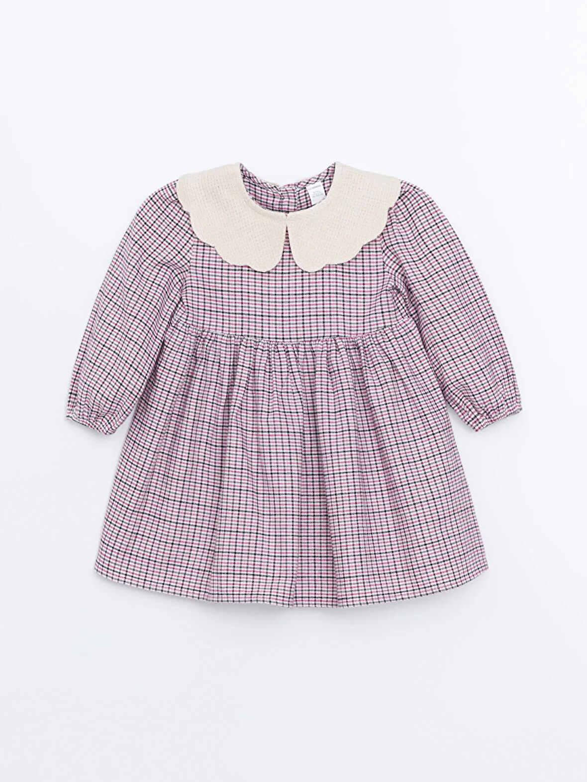 Bebe Yaka Ekose Desen Flanel Kız Çocuk Elbise_W4LO86Z1-LNQ86846835092142-3 Yaş