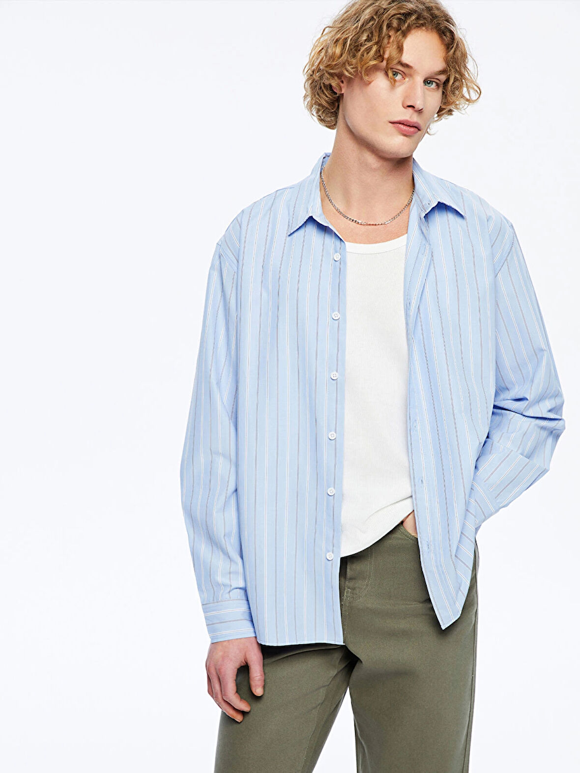 XSIDE Mavi Regular Fit Uzun Kollu Poplin Erkek Gömlek