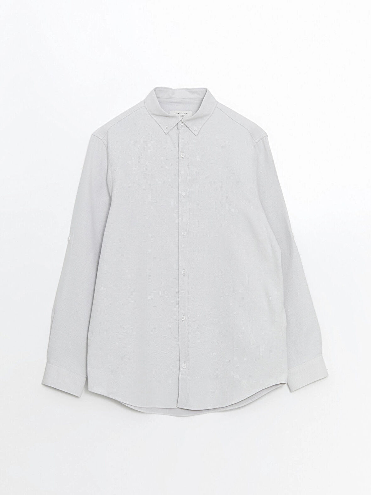 LCW Vision GRİ Slim Fit Uzun Kollu Armürlü Erkek Gömlek