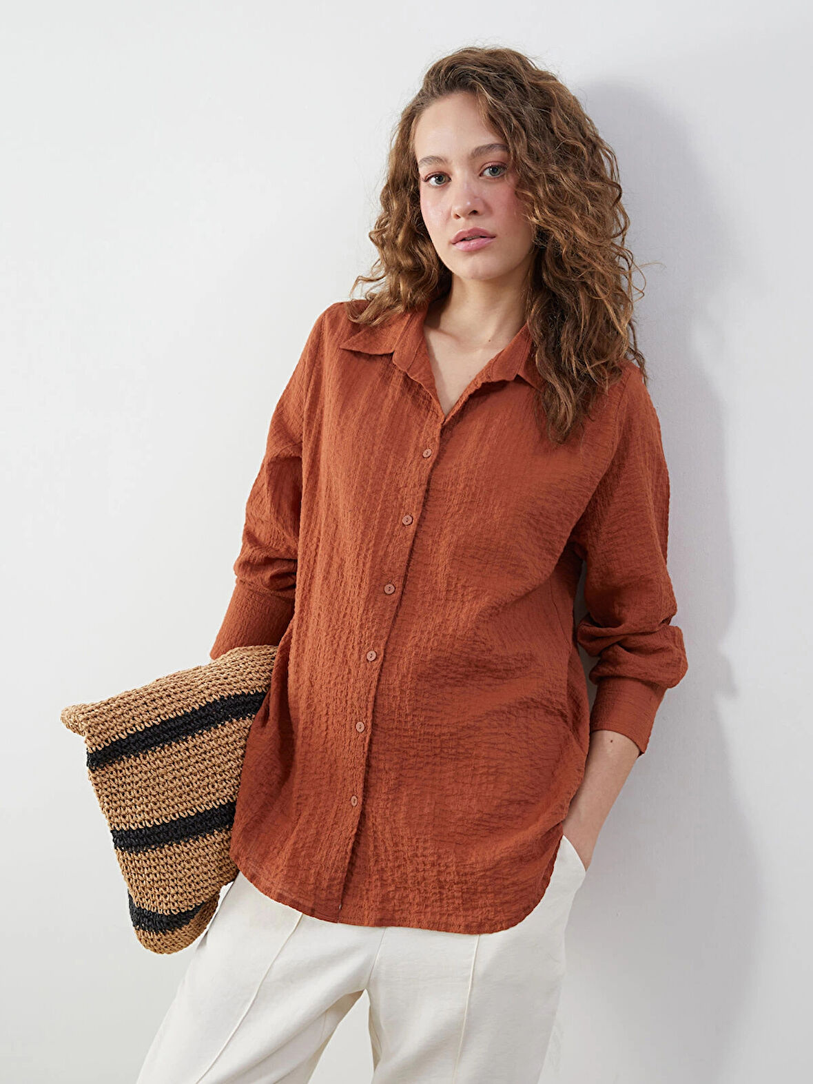 LCWAIKIKI Classic Turuncu Dokulu Kadın Gömlek