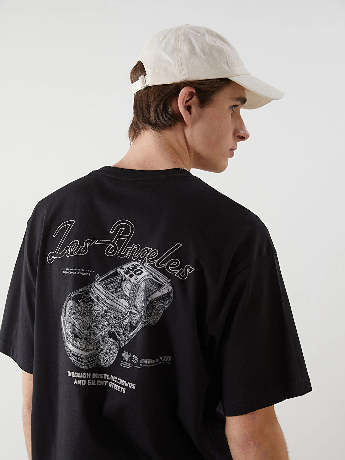 XSIDE Siyah Bisiklet Yaka Baskılı Erkek Tişört