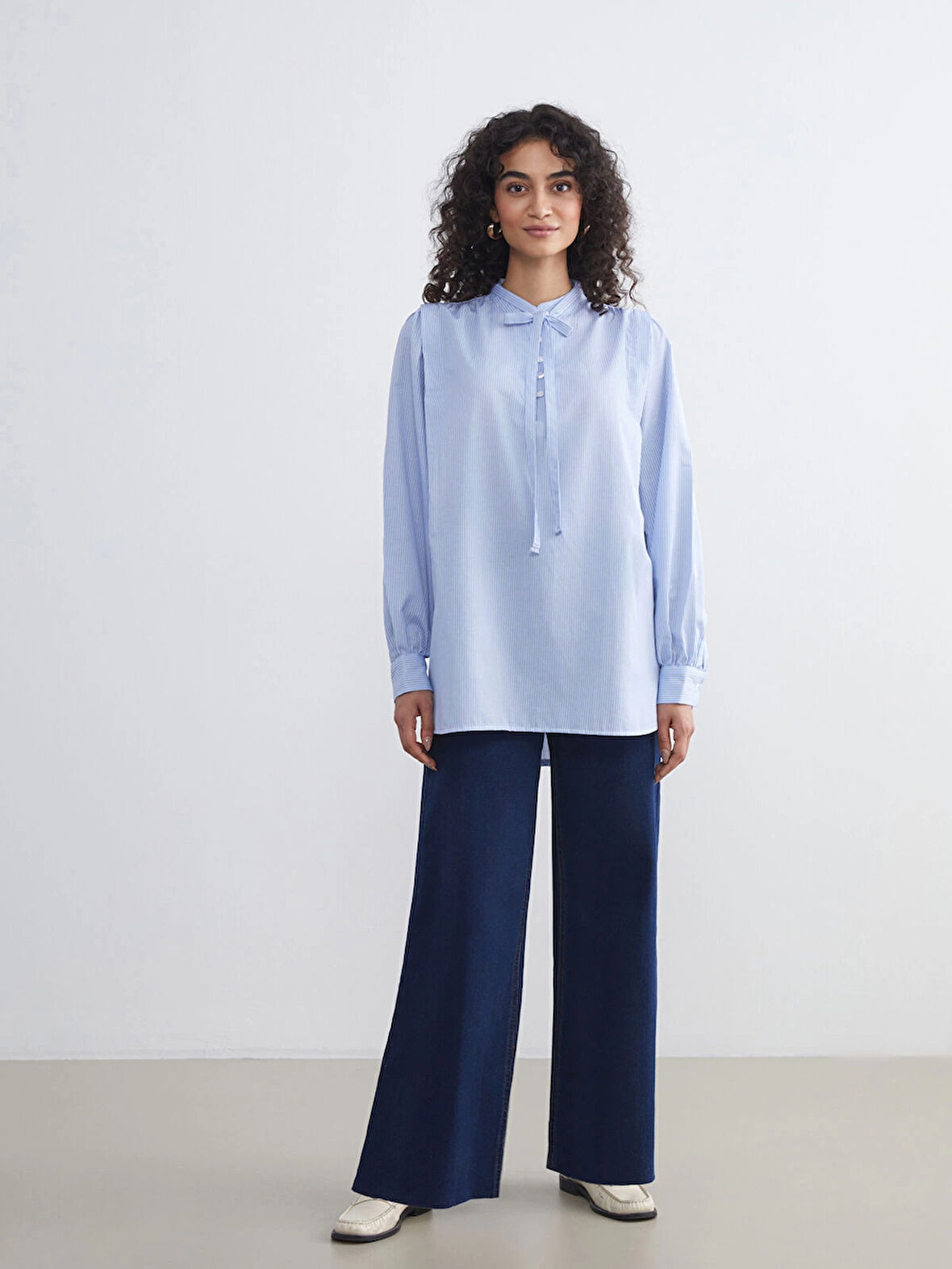 LCW Modest Indigo Wideleg Kadın Jean Pantolon