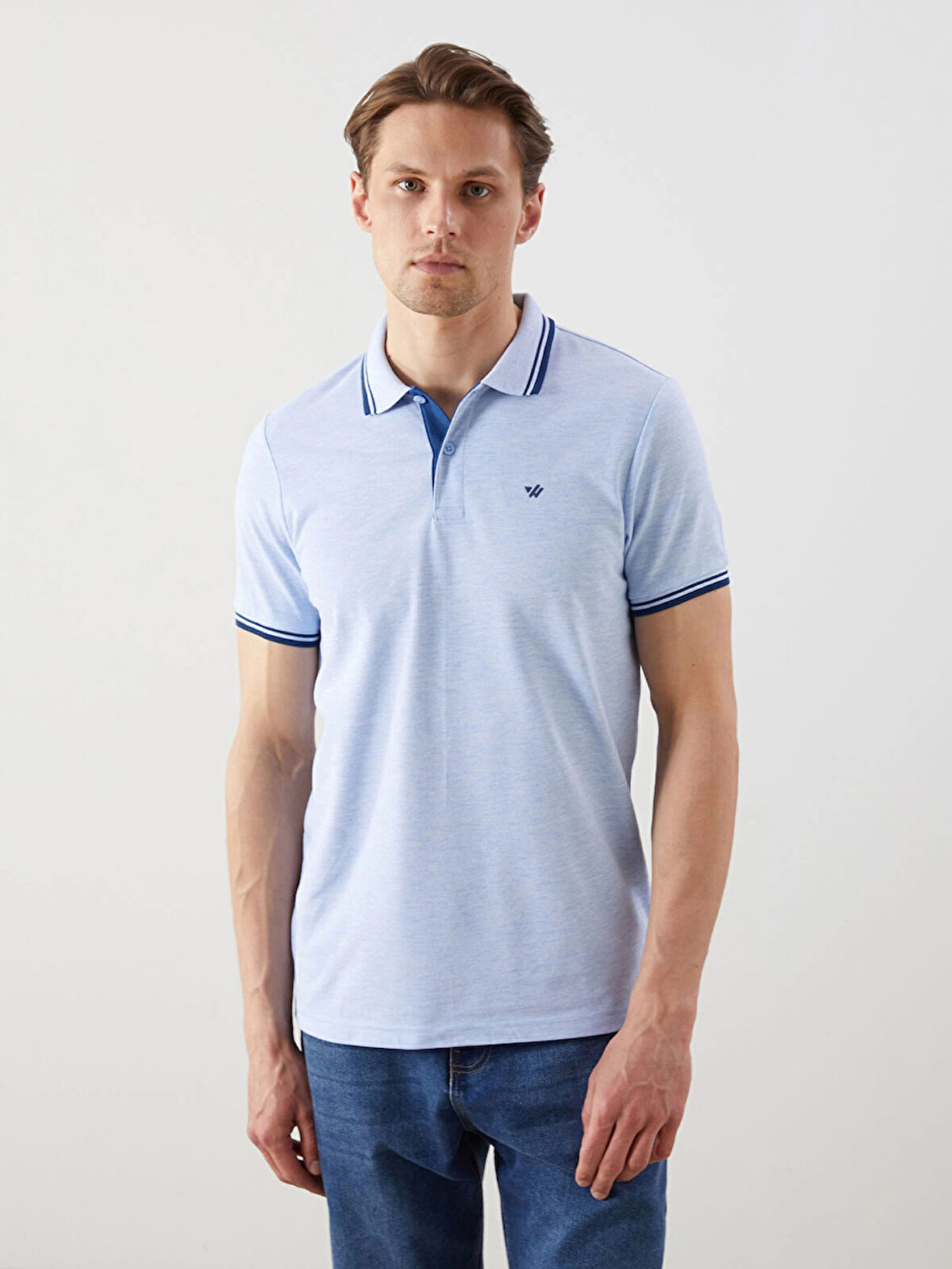 LCWAIKIKI Classic Mavi Polo Yaka Pike Erkek Tişört