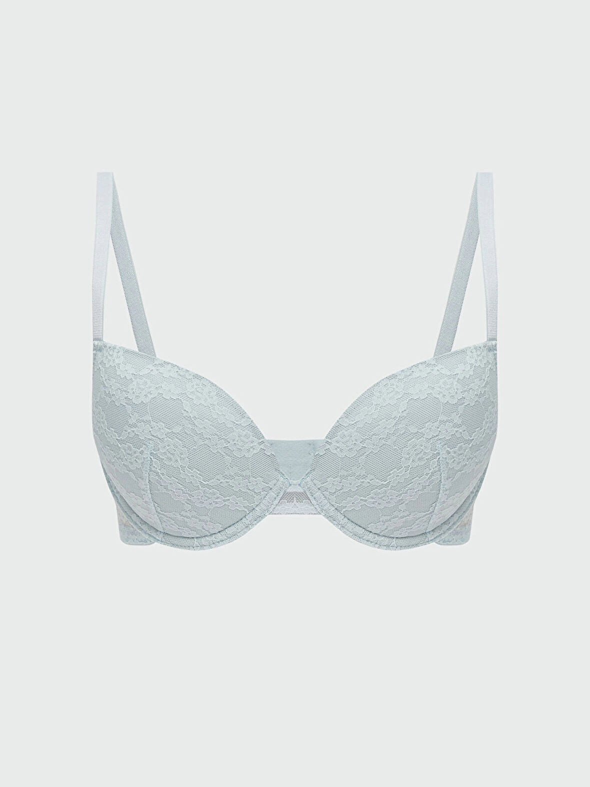 LCW DREAM Mavi Balenli Dolgusuz Dantelli Tişört Sütyen