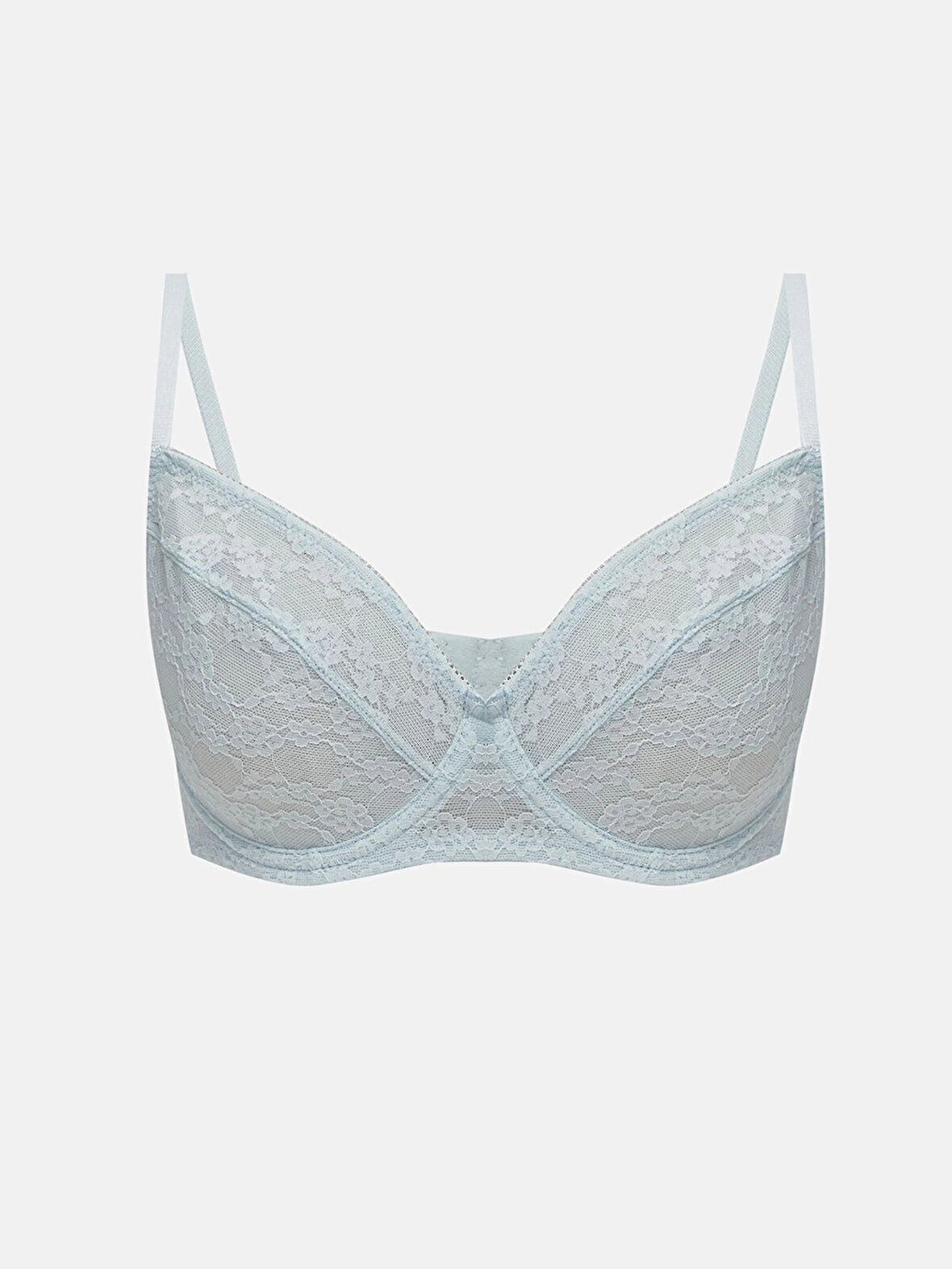 LCW DREAM Mavi Balenli Dolgusuz Dantelli Tişört Sütyen