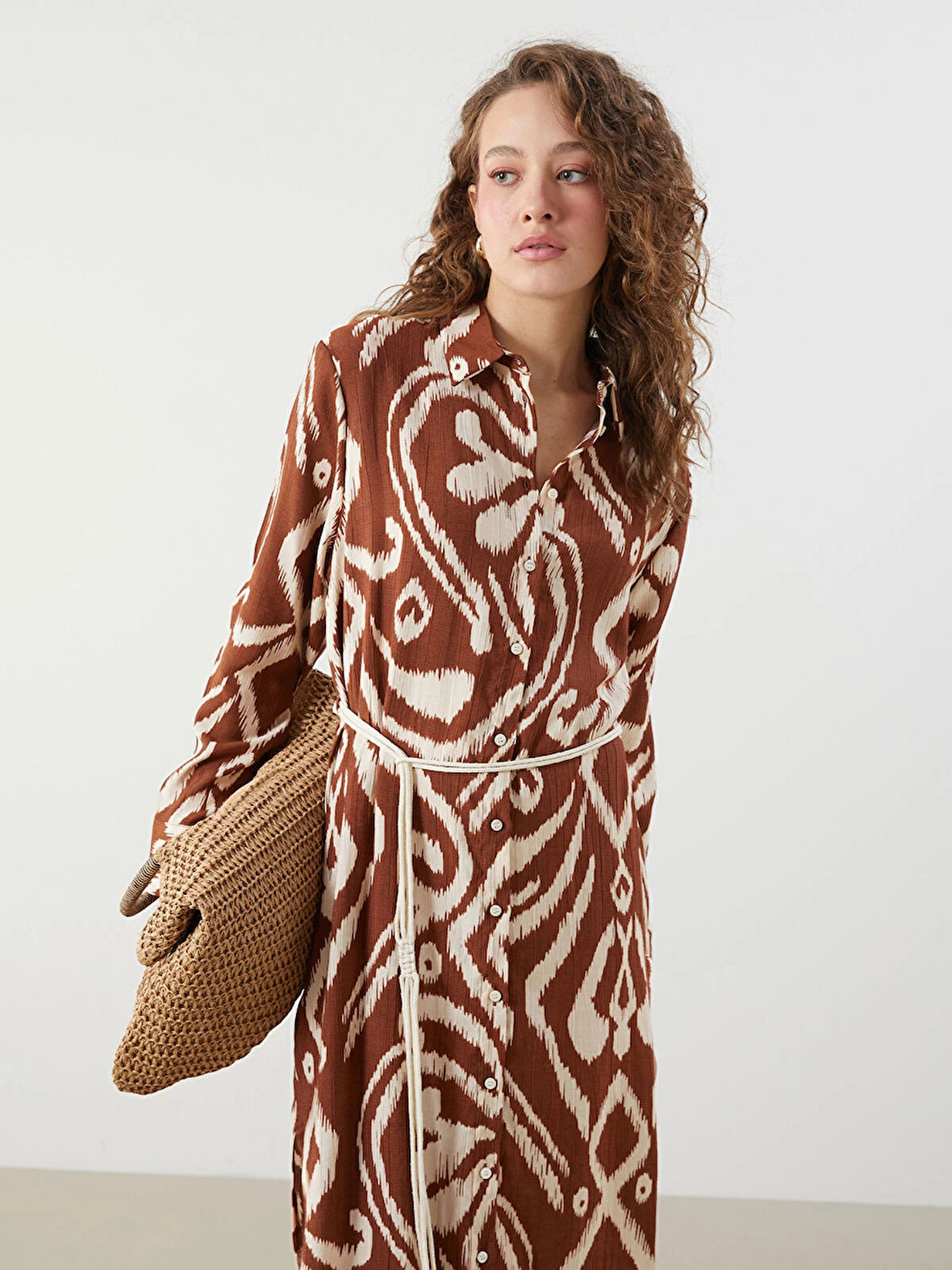 LCWAIKIKI Classic Turuncu Desenli Kadın Gömlek Tunik