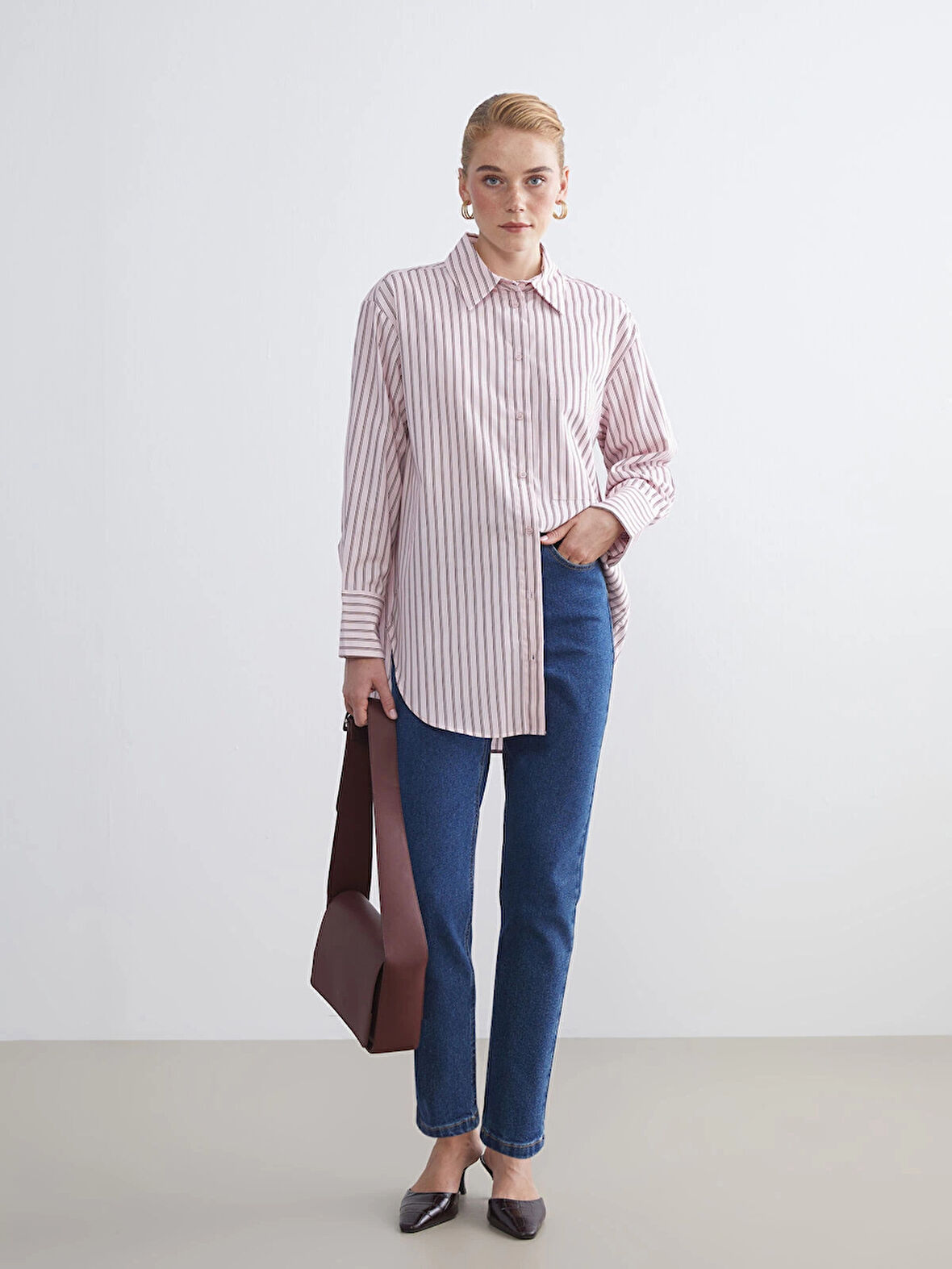 LCW Modest Indigo Mom Fit Kadın Jean Pantolon