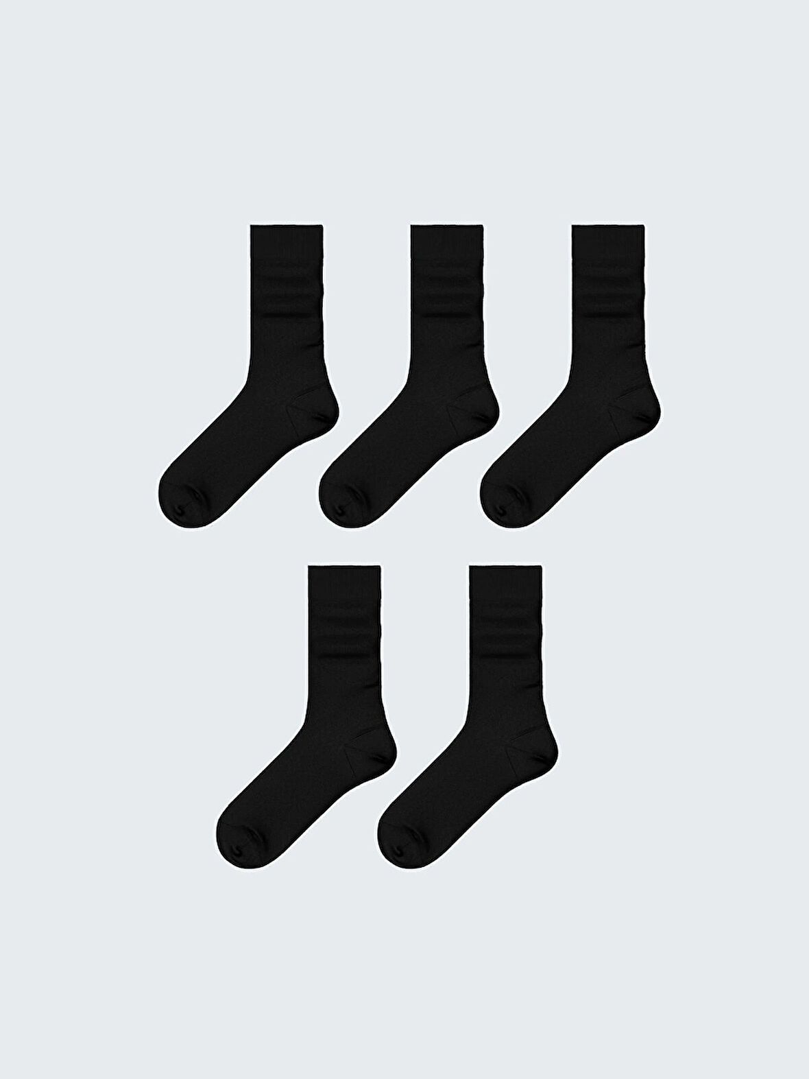LCW ACCESSORIES Siyah Bambu Erkek Soket Çorap 5'li