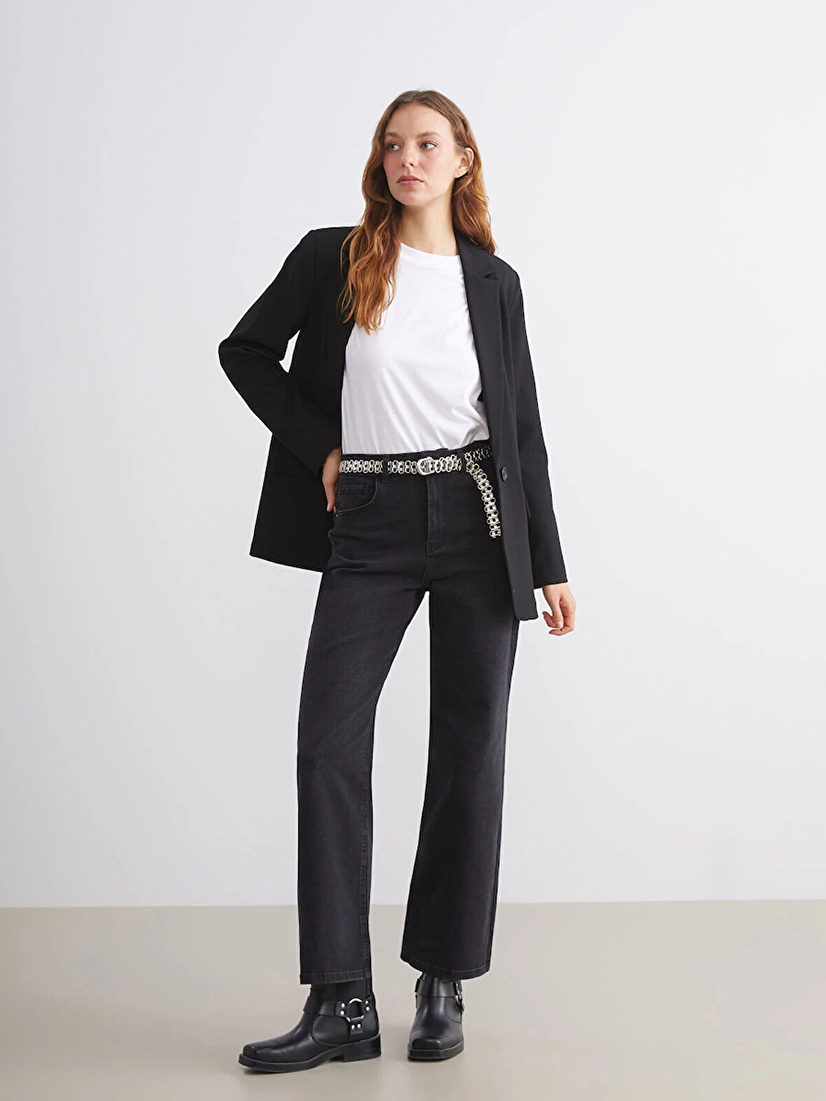 LCWAIKIKI Classic Siyah Wideleg Kadın Jean Pantolon