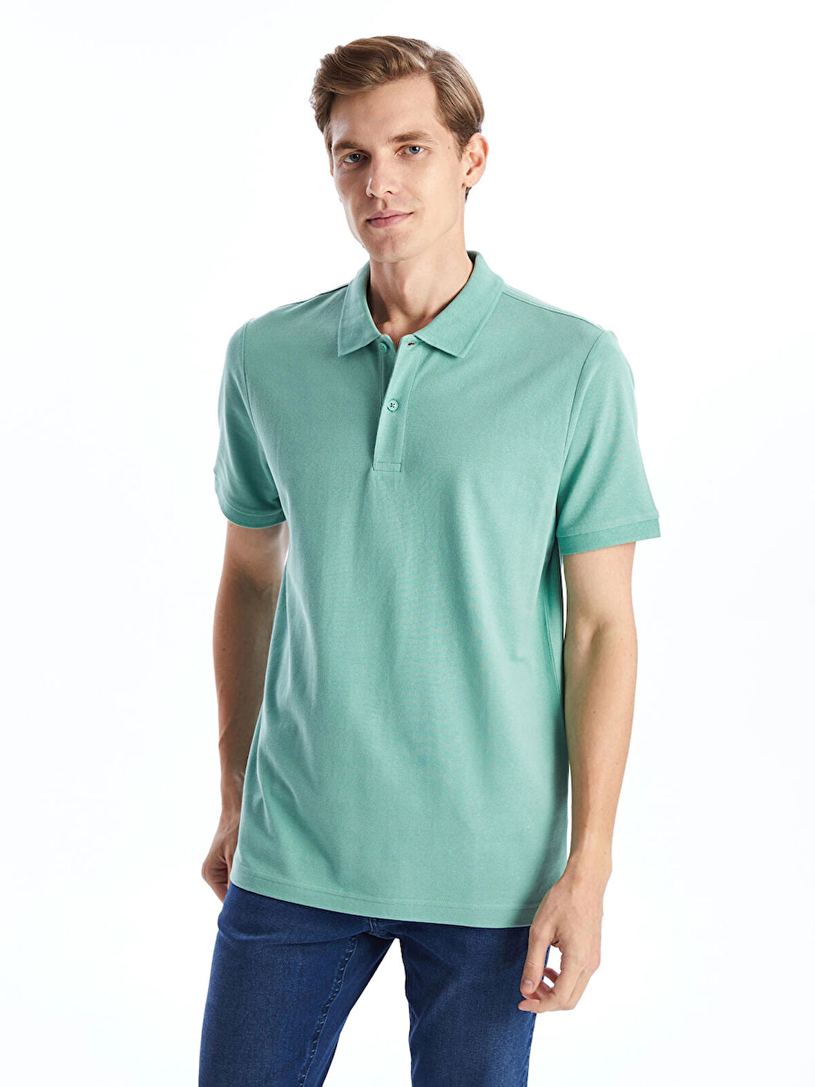 LCWAIKIKI Classic Yeşil Polo Yaka Kısa Kollu Pike Erkek Tişört