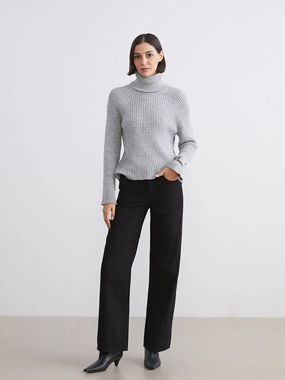 LCW Vision Siyah Wideleg Kadın Jean Pantolon