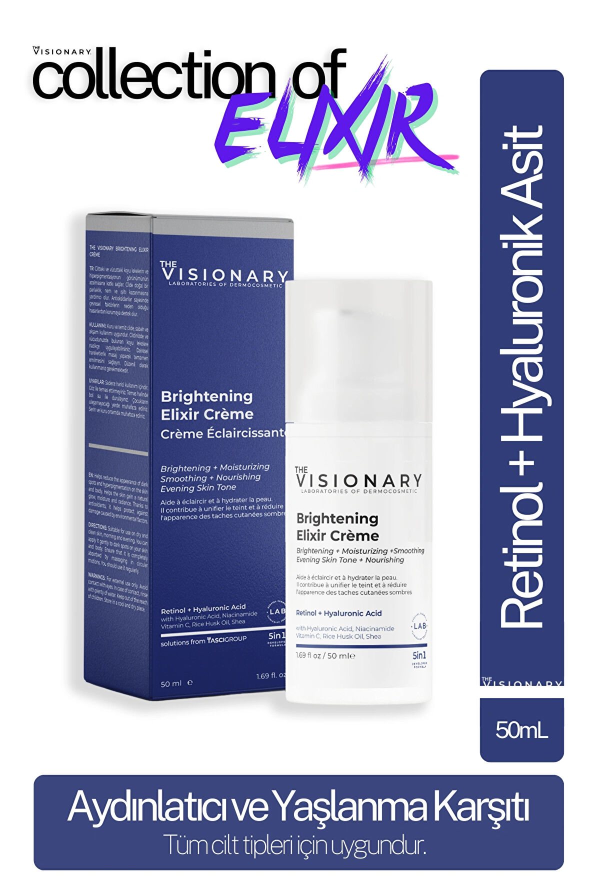 The Visionary Retinol ve Hyaluronik Asit içeren Aydınlatıcı, Kırışıklık ve Leke Karşıtı Krem 50 mL